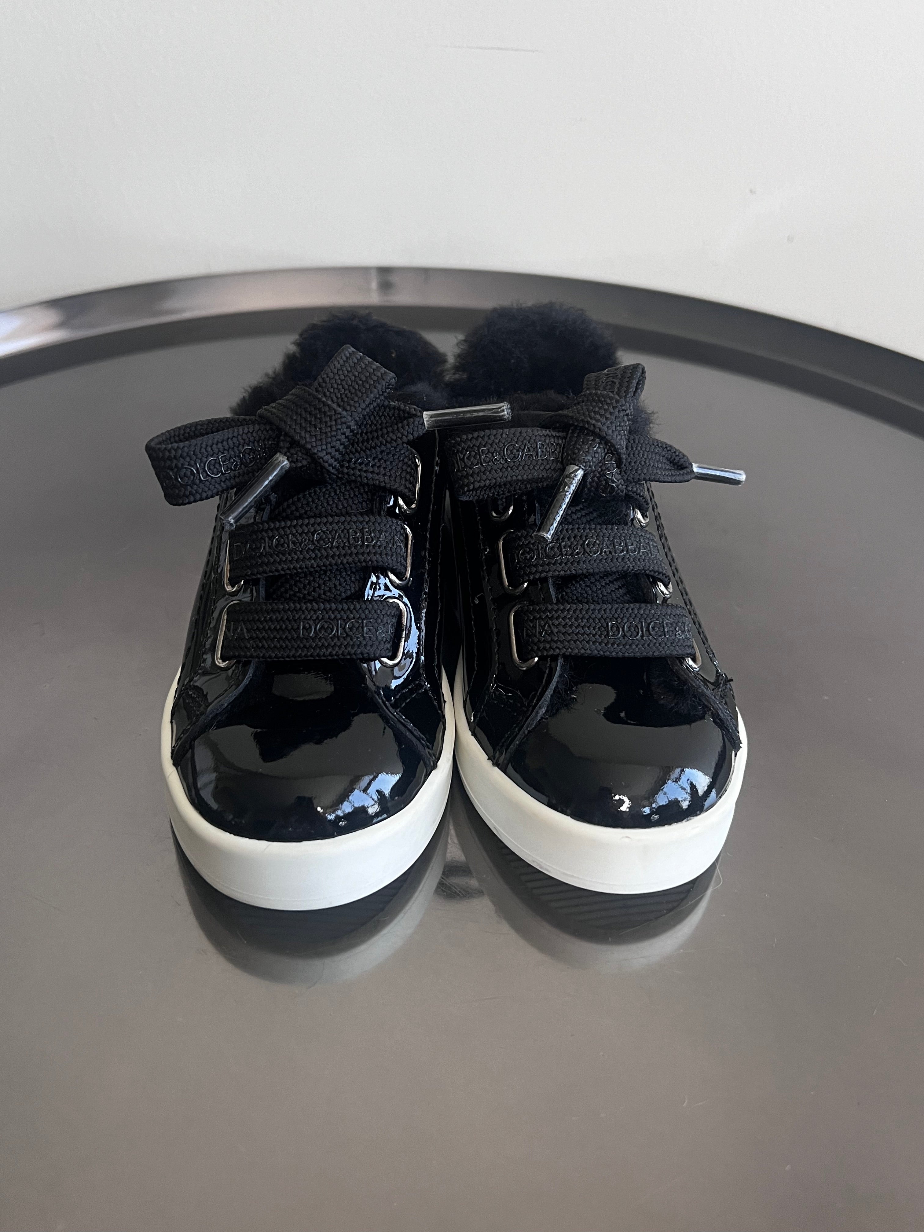 Black Portofino Patent Leather Sneakers Kids- Dolce & Gabbana