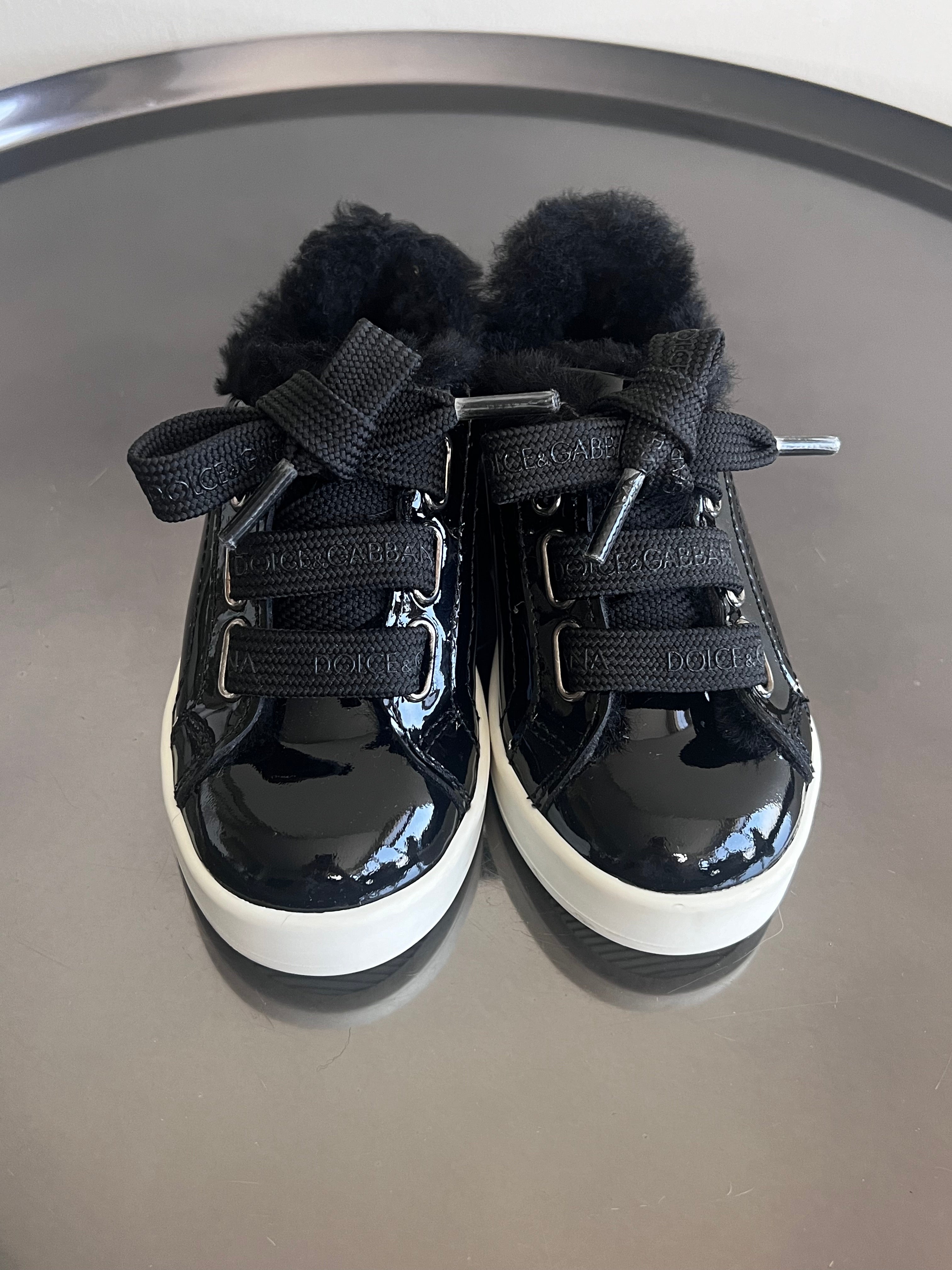 Black Portofino Patent Leather Sneakers Kids- Dolce & Gabbana