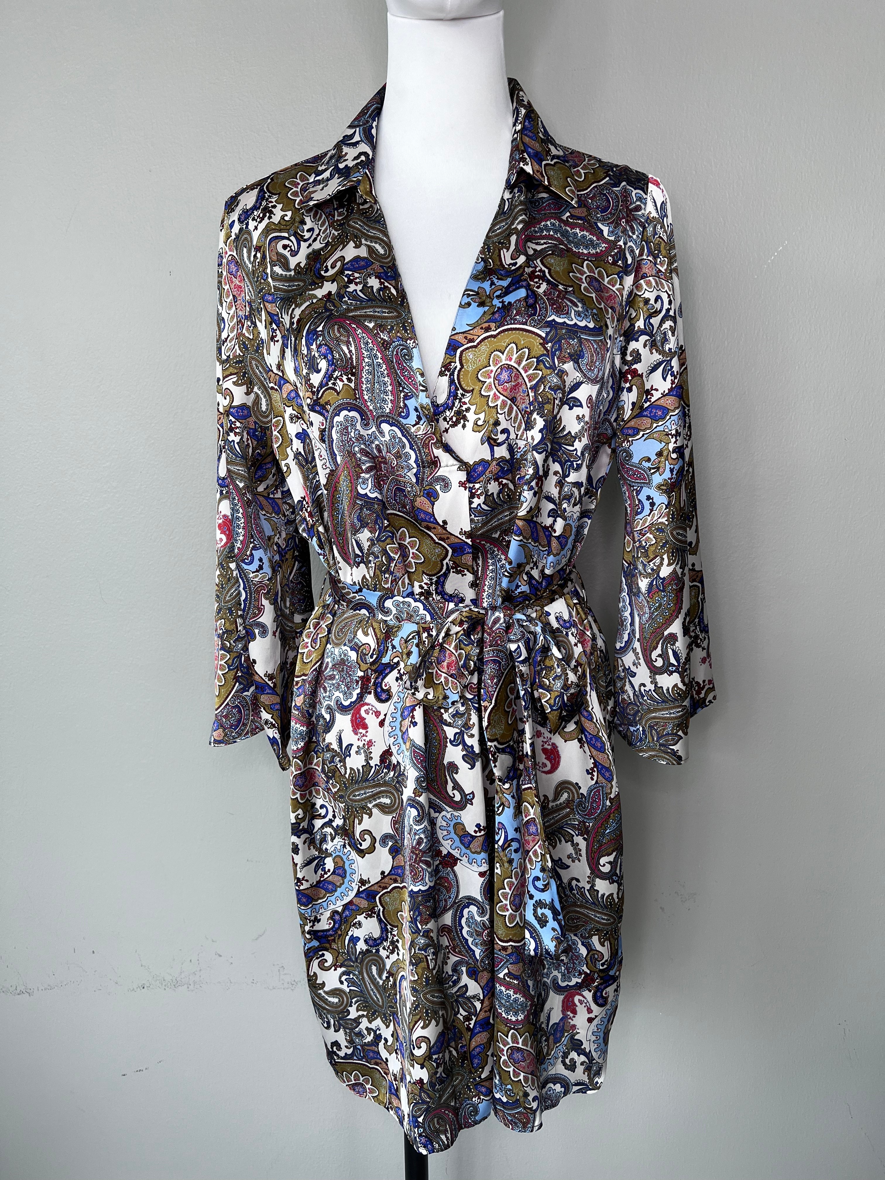 Short silk patterned dress - ZARA