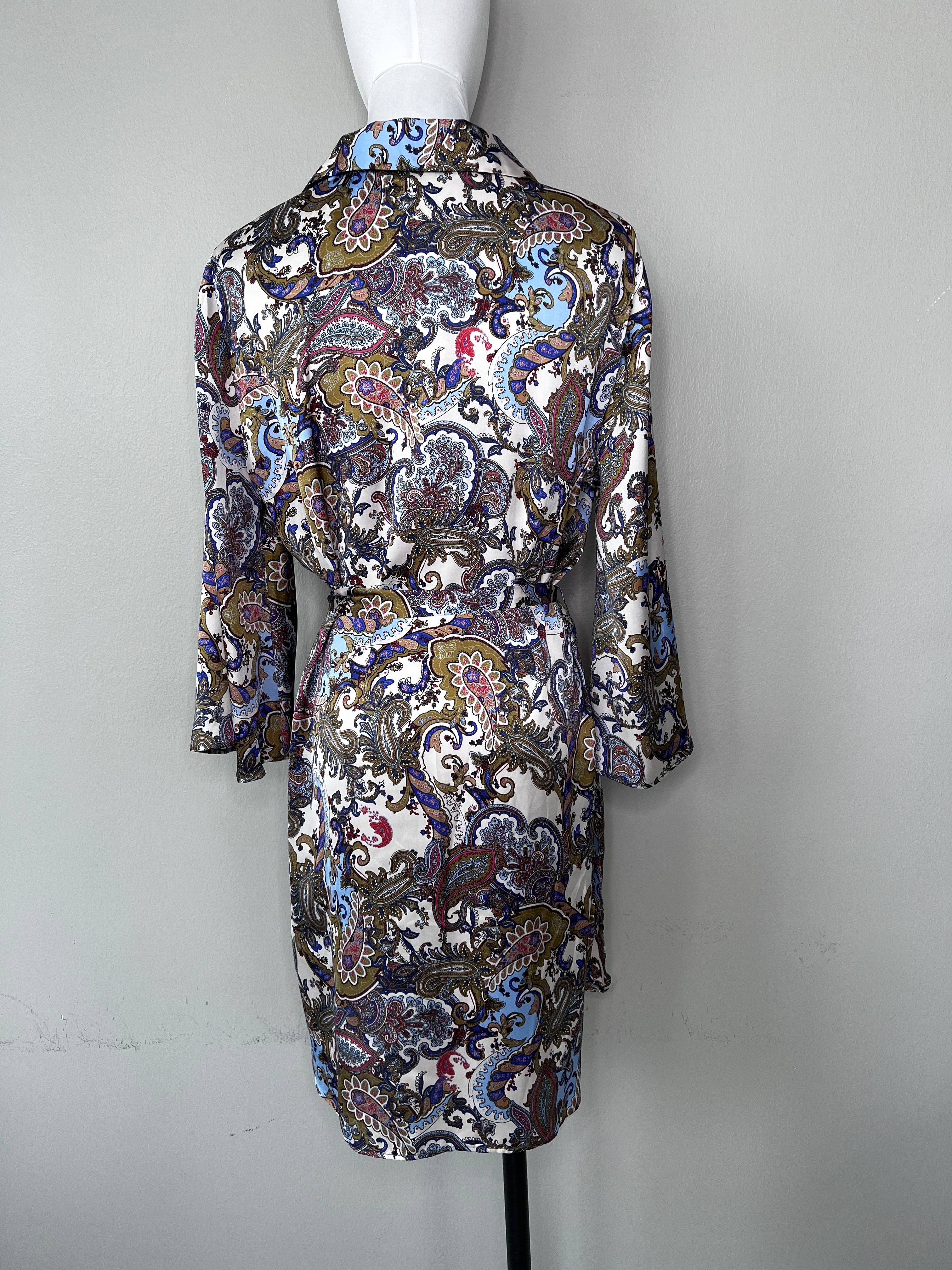 Short silk patterned dress - ZARA