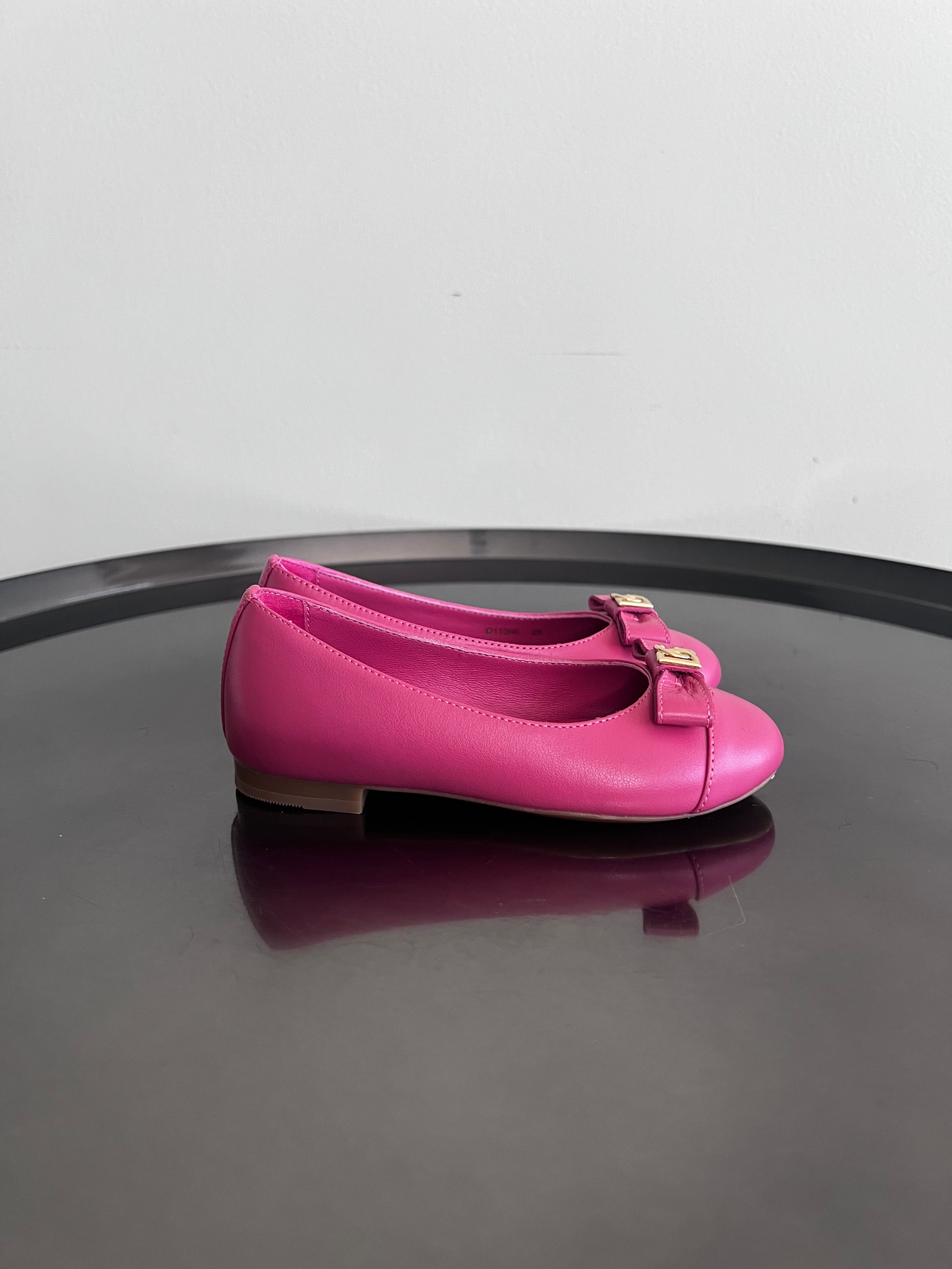 Pink Logo bow leather ballerina pumps kids - Dolce & Gabbana