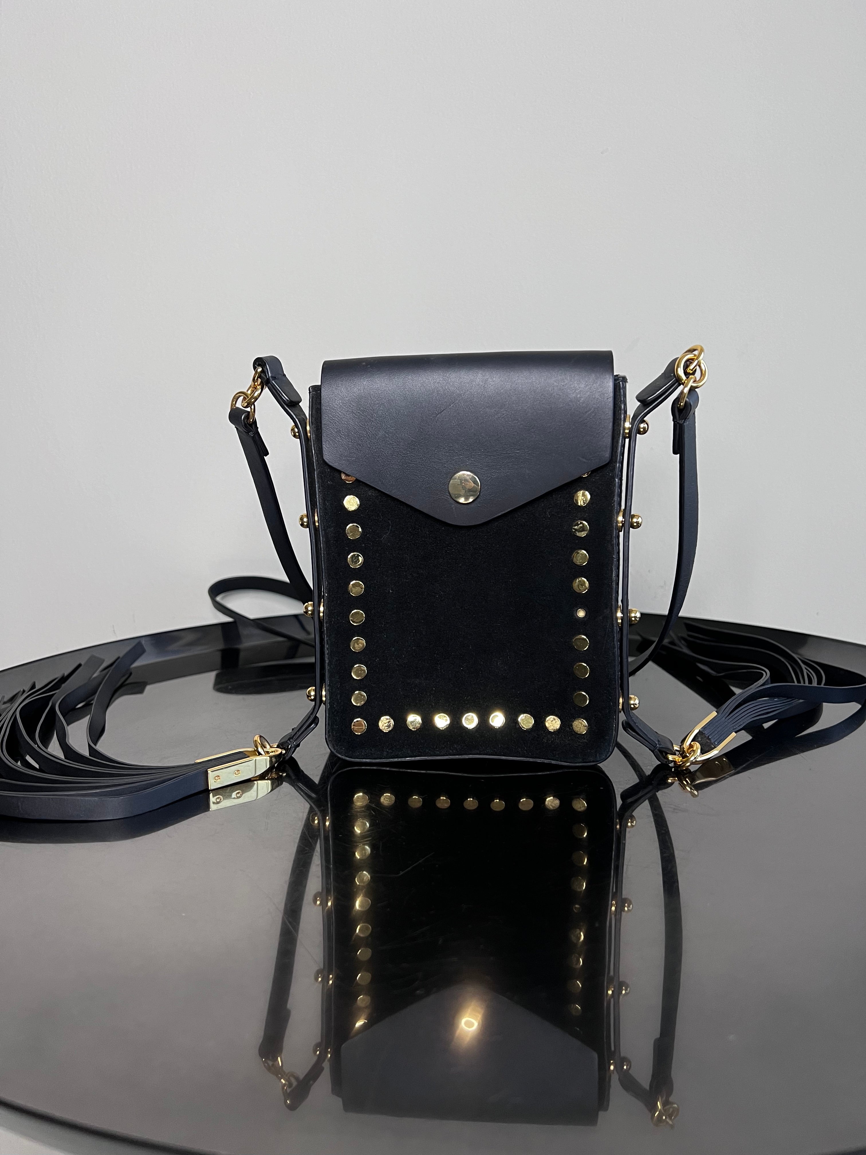 Black with gold studded shoulder bag - Isabel Marant