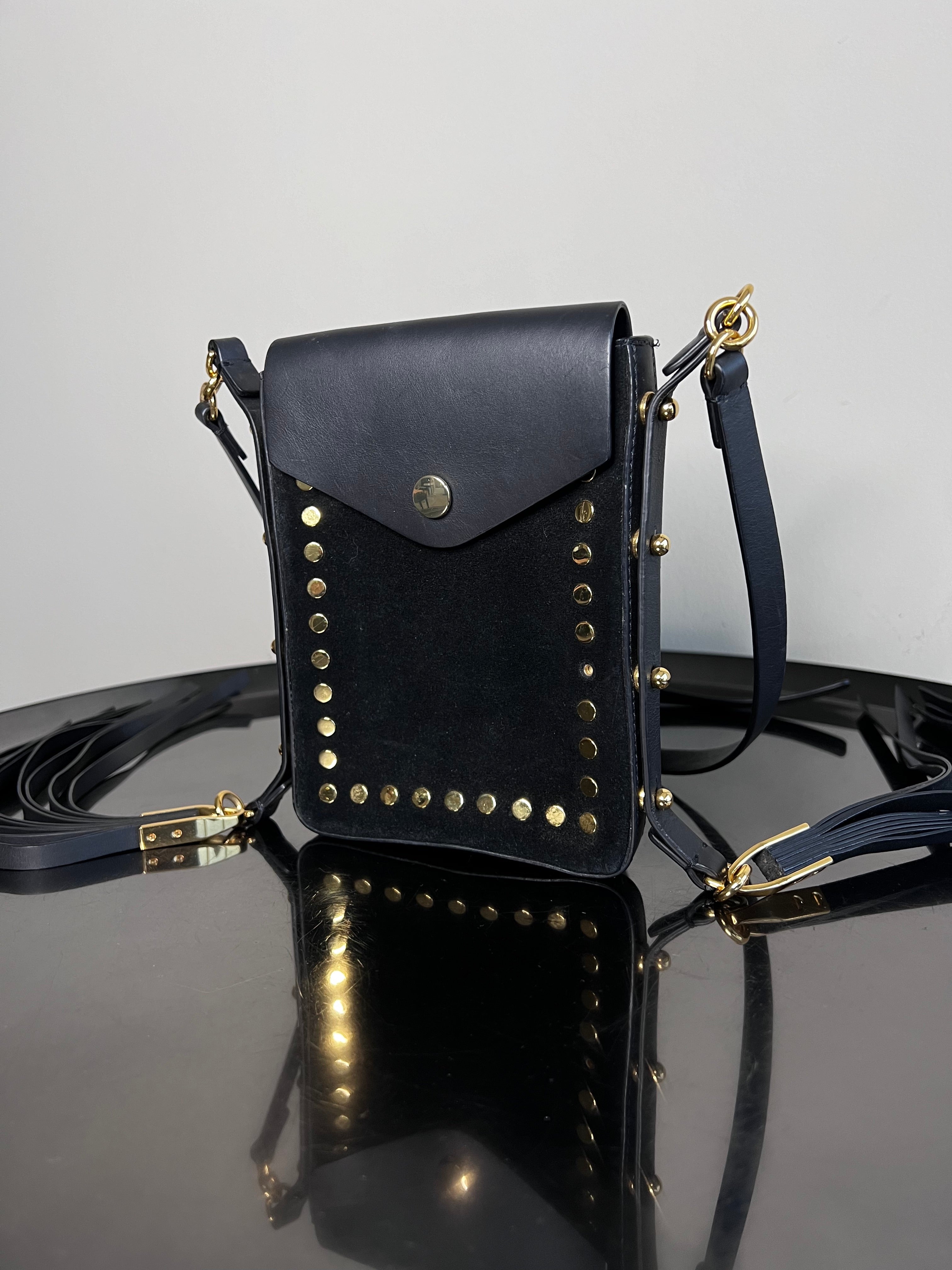 Black with gold studded shoulder bag - Isabel Marant