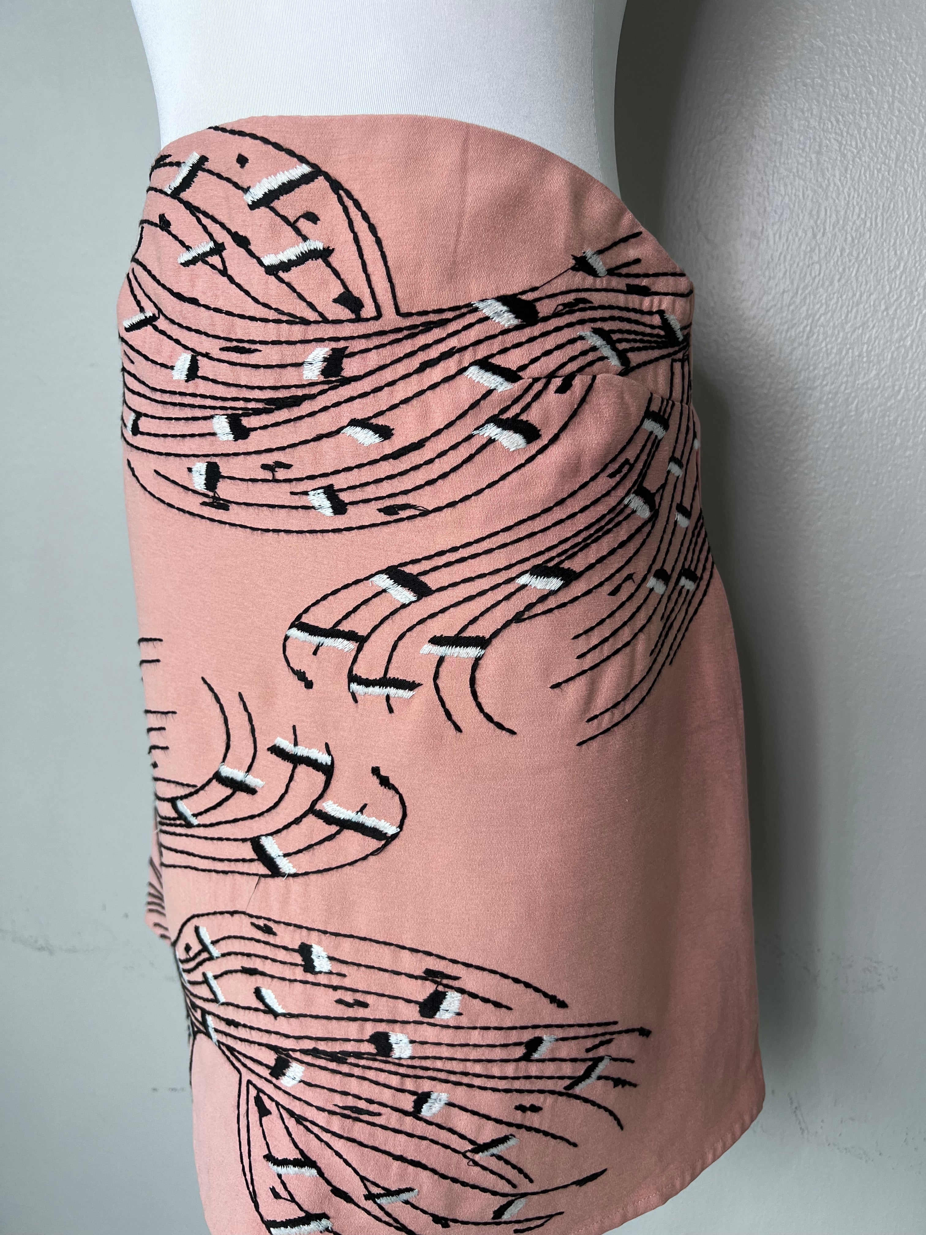 Baby pink skirt with black and white stitching - C/MEO COLLECTIVE