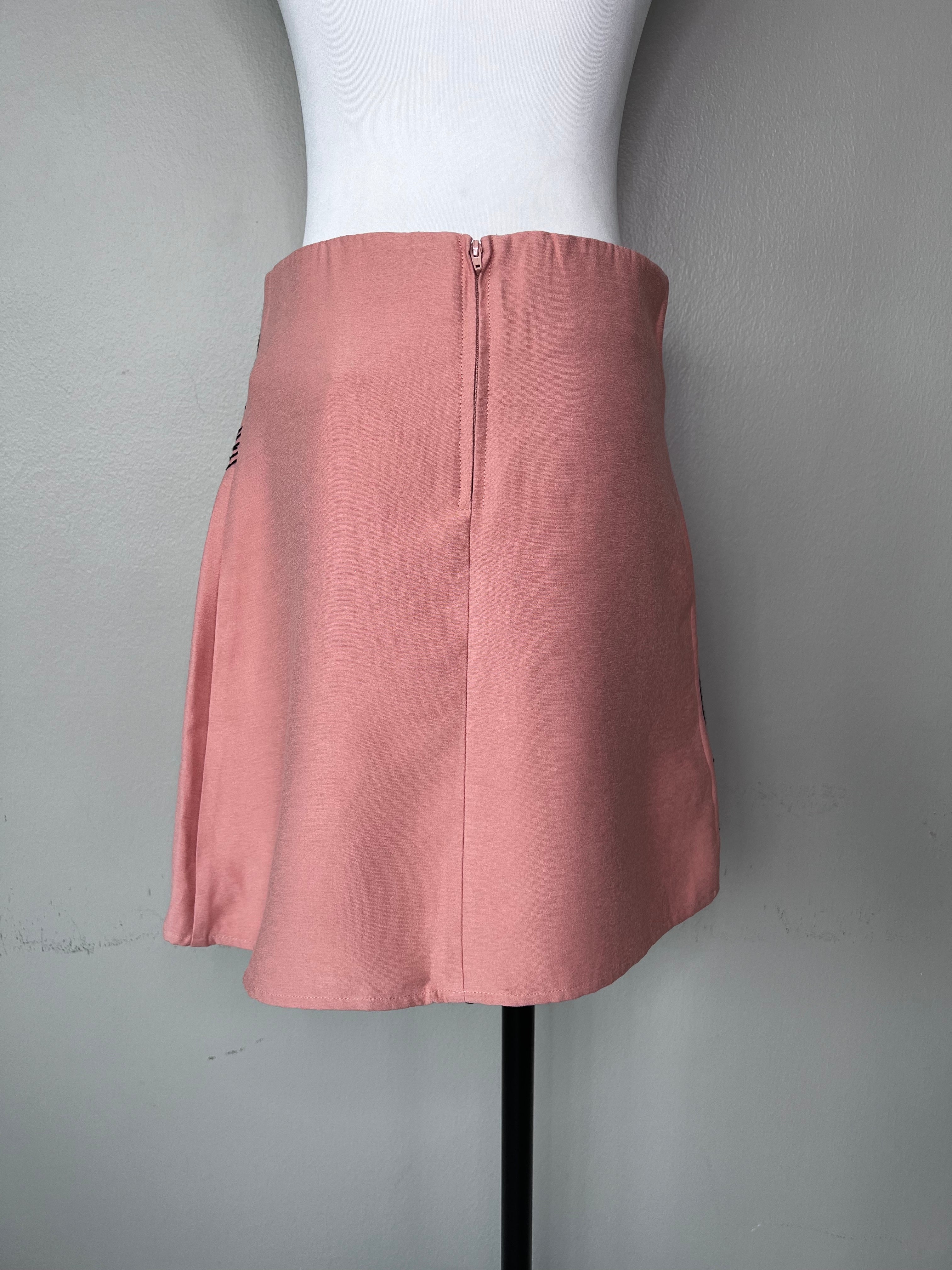 Baby pink skirt with black and white stitching - C/MEO COLLECTIVE