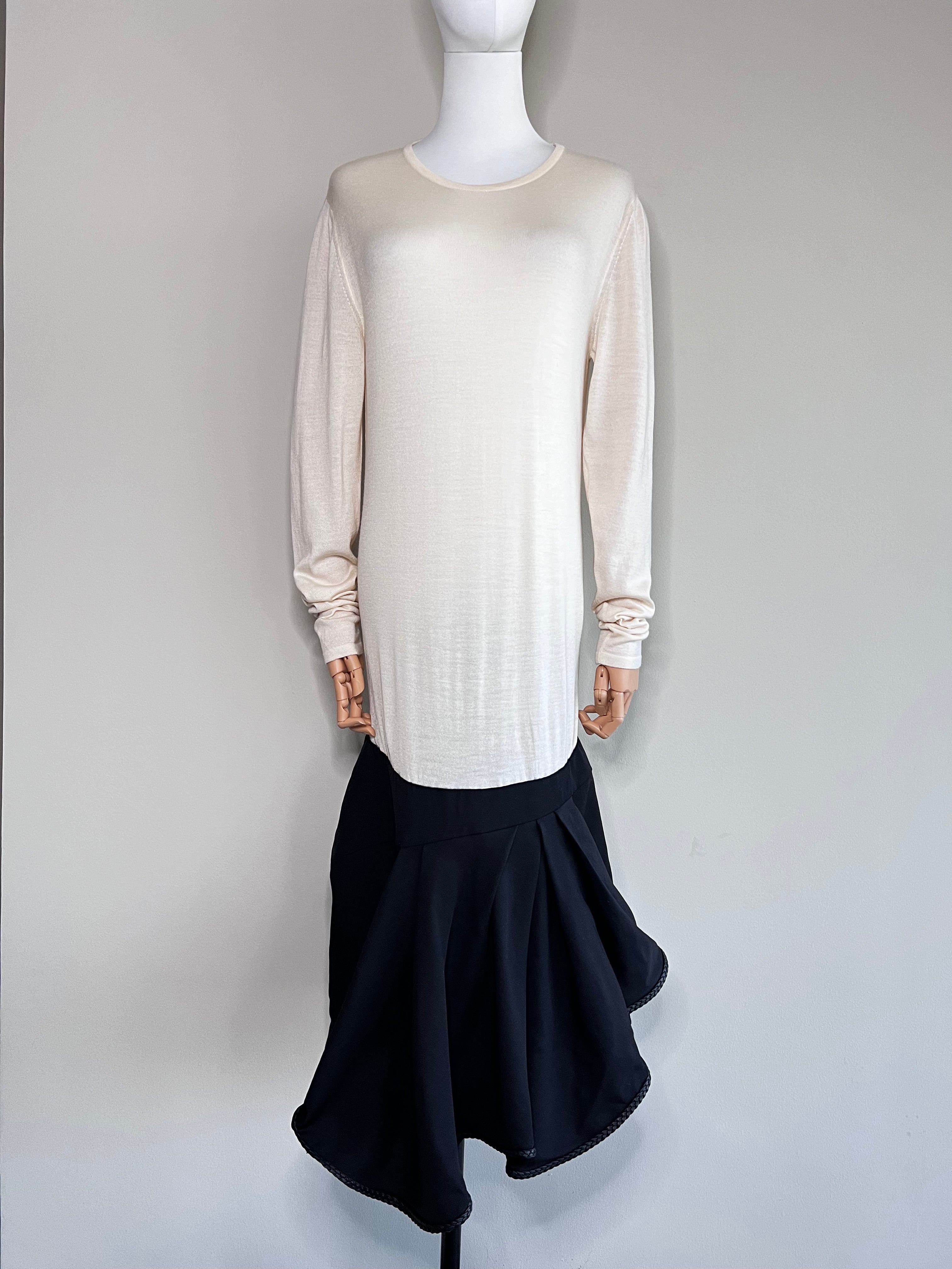 Off white long sleeve with black pleated bottom dress - JAY AHR