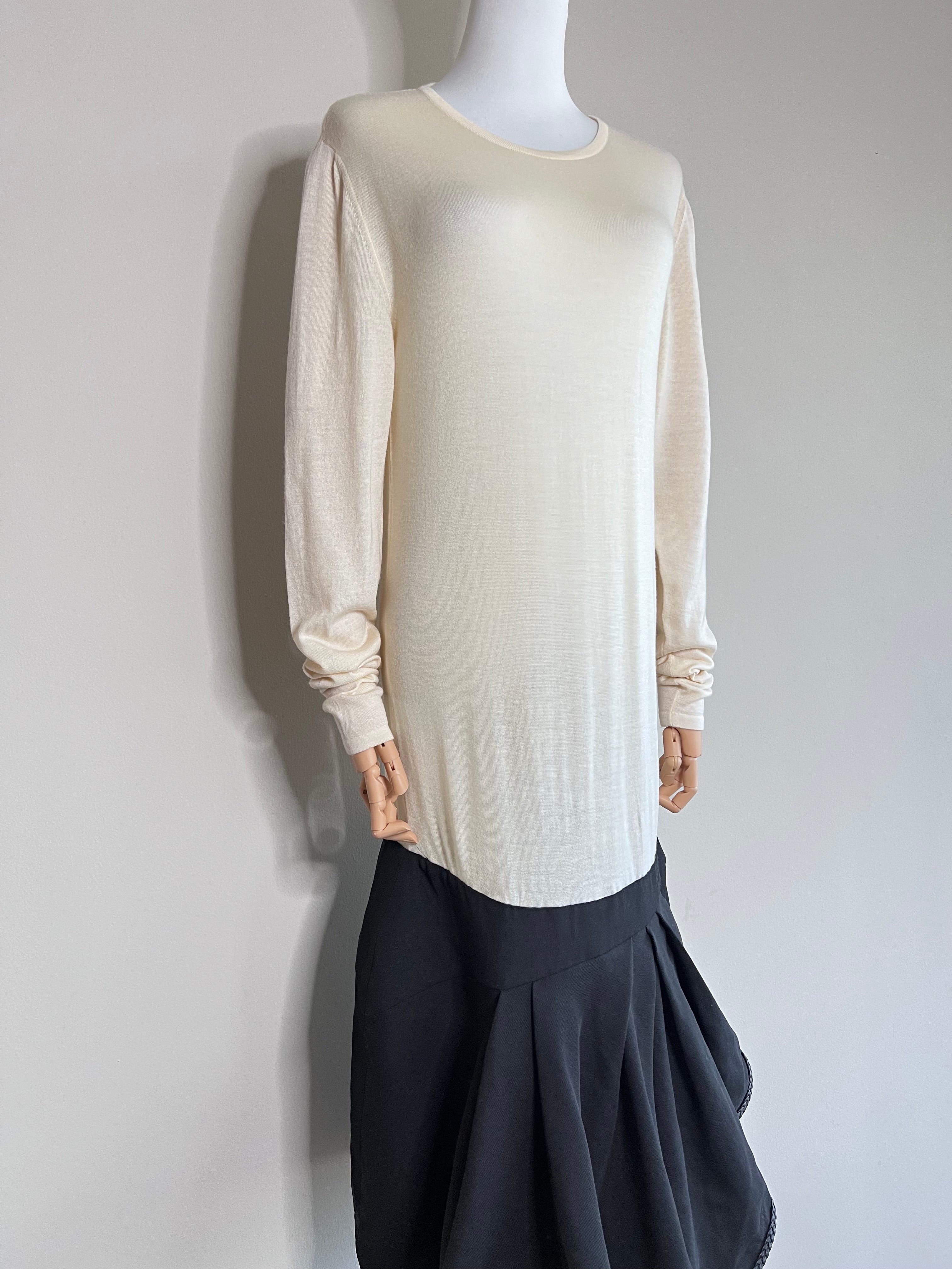 Off white long sleeve with black pleated bottom dress - JAY AHR
