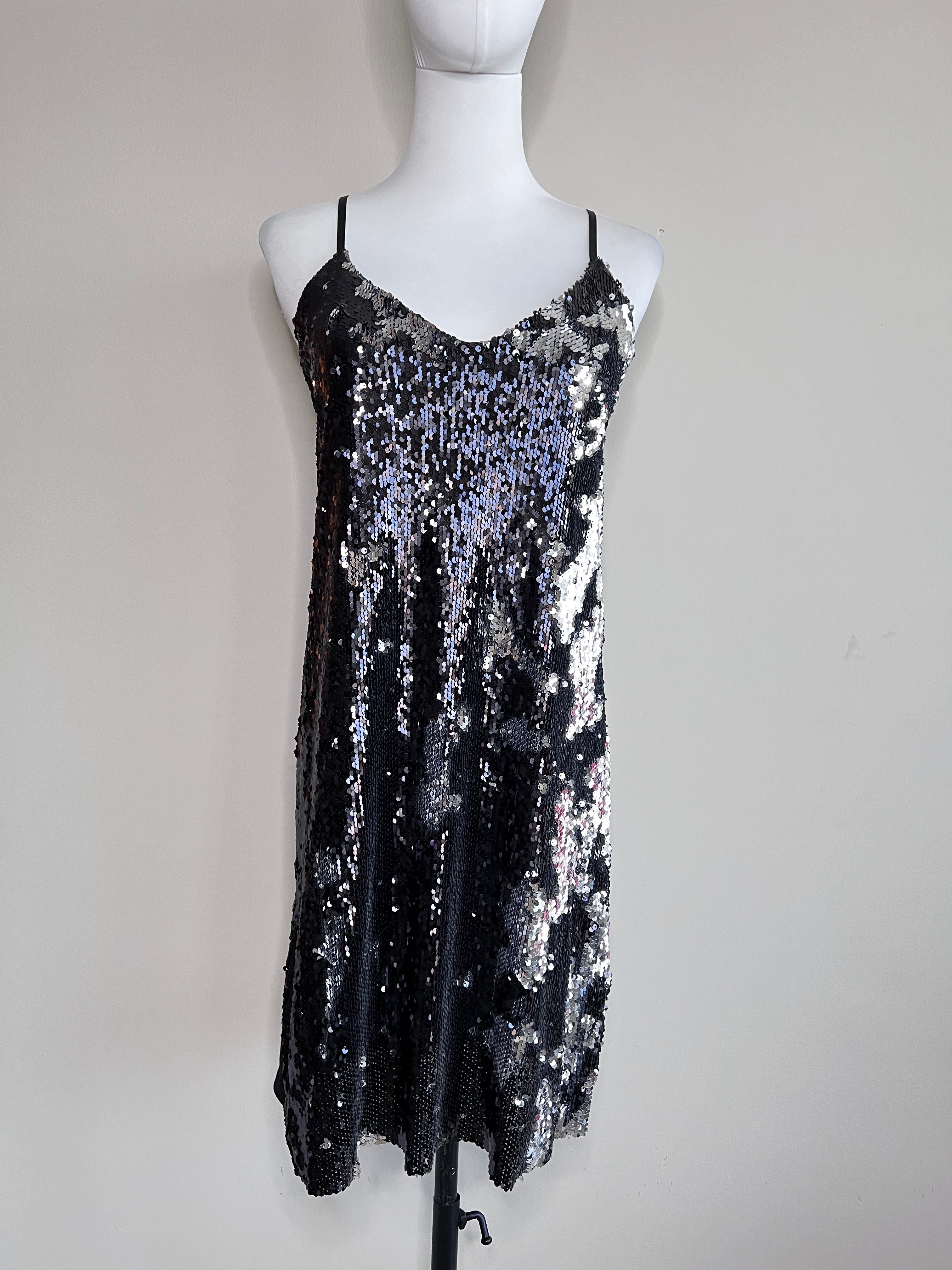 Black Sequenced embelished Argento mini dress - PIAZA ITALIA