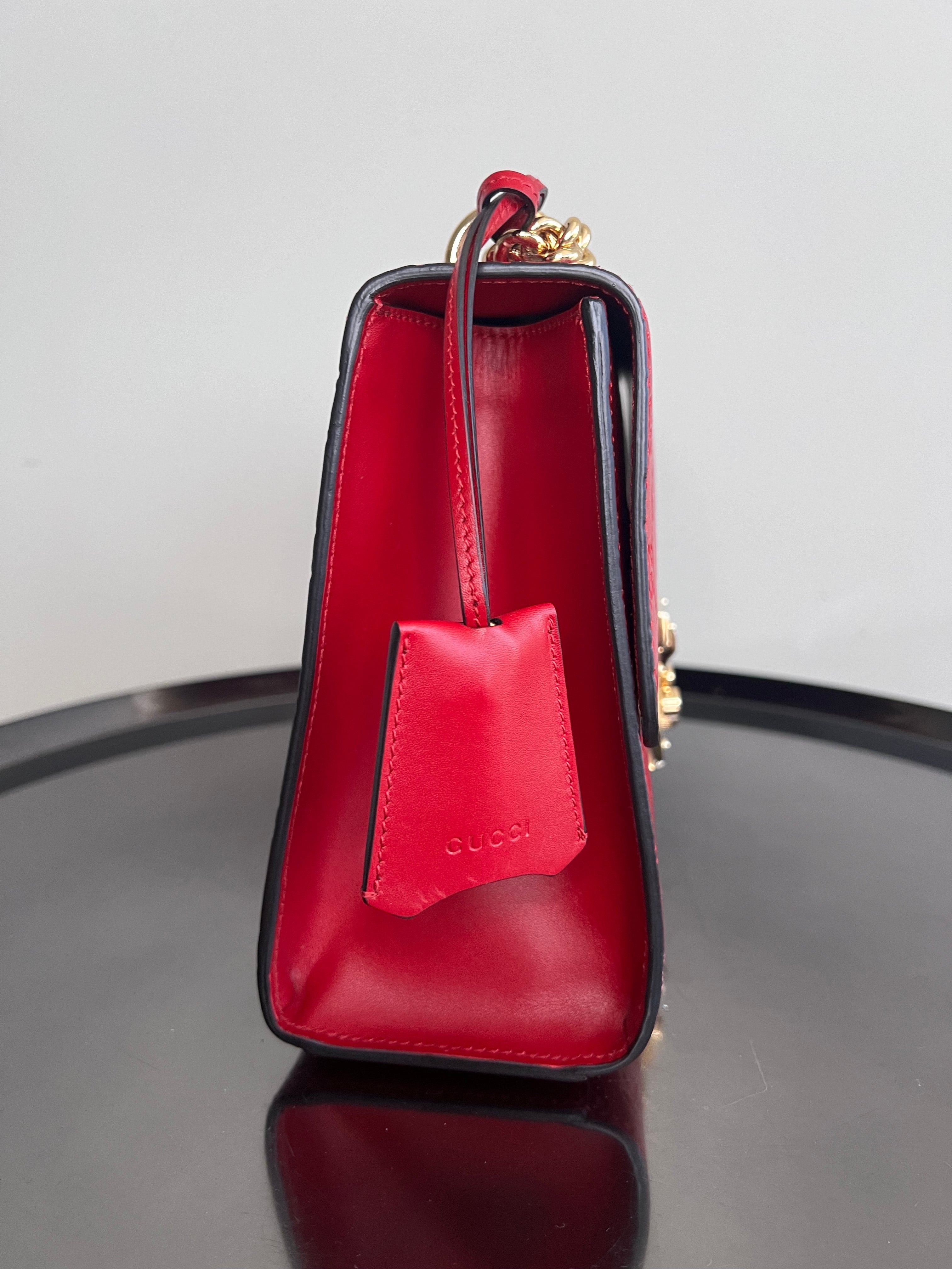 Red Guccissima Leather Medium Padlock Shoulder Bag - Gucci