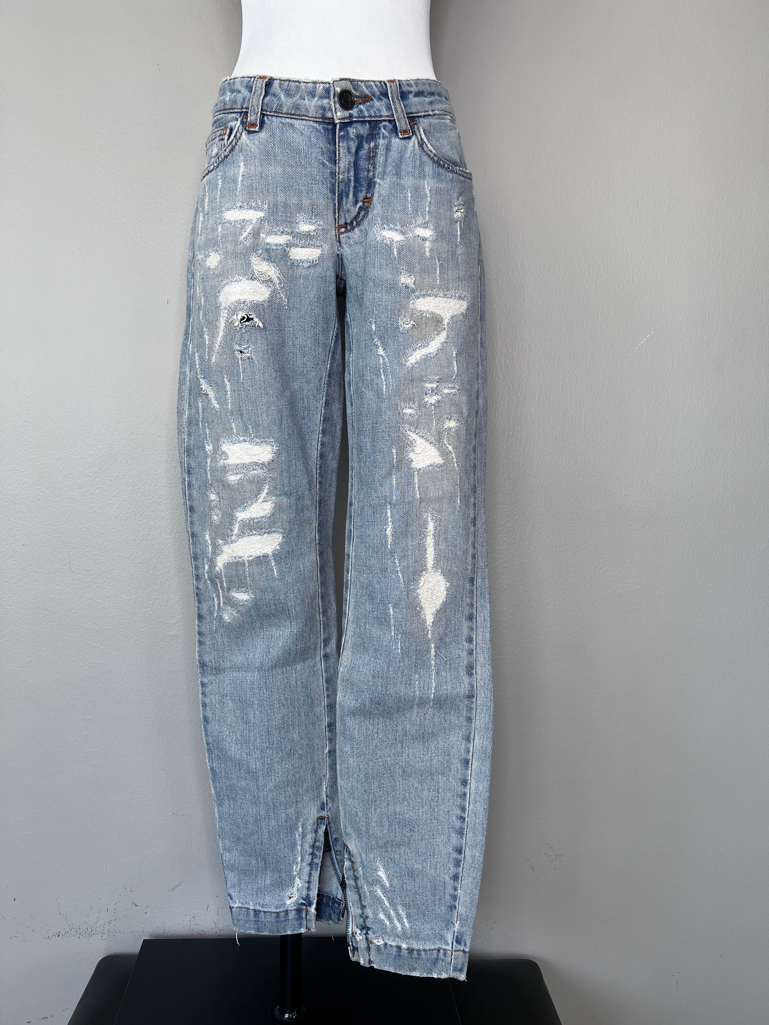 Blue ripped design skinny jeans - DOLCE & GABBANA