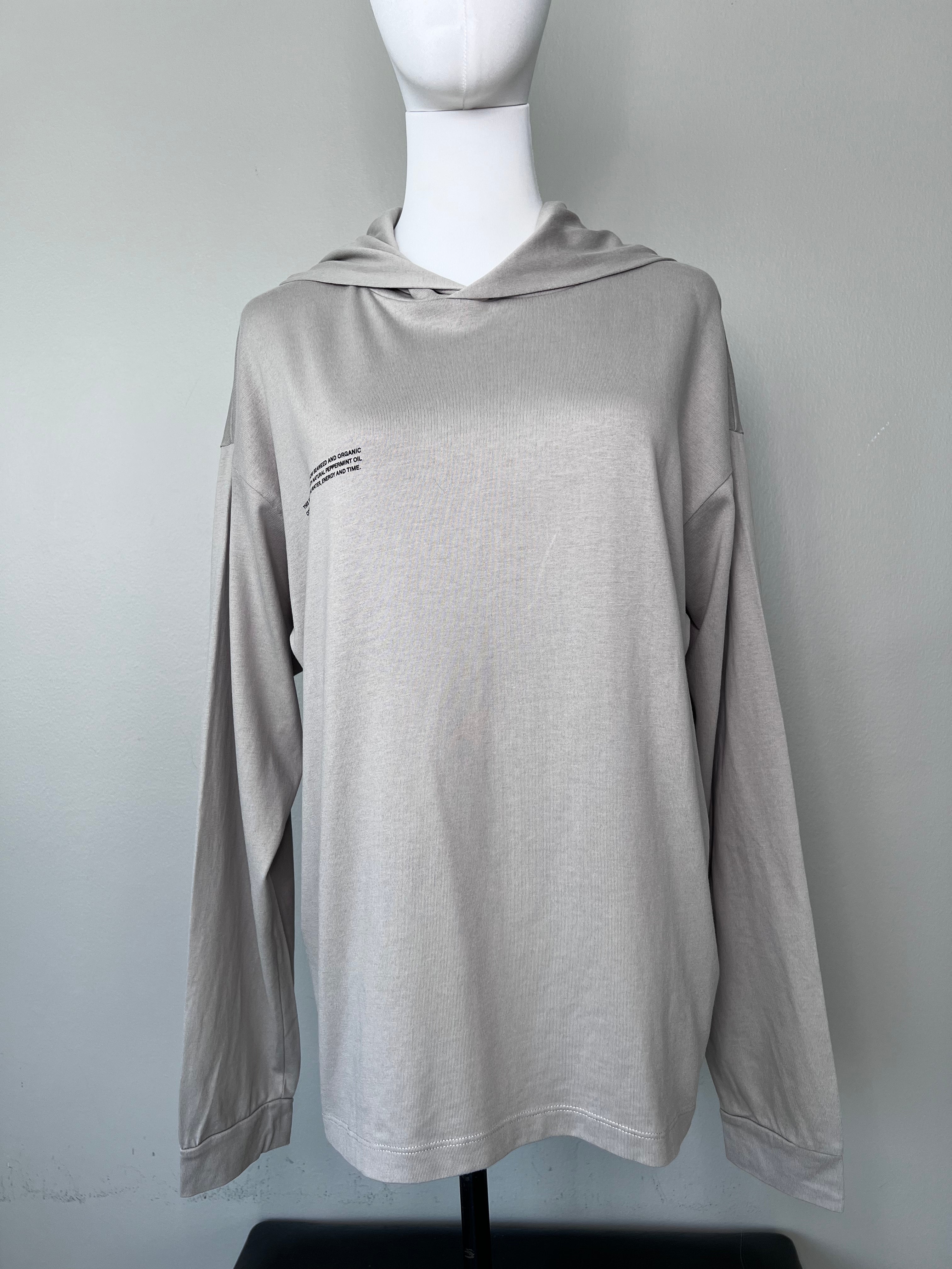 Grey plain thin sweater with hood - PANGAIA