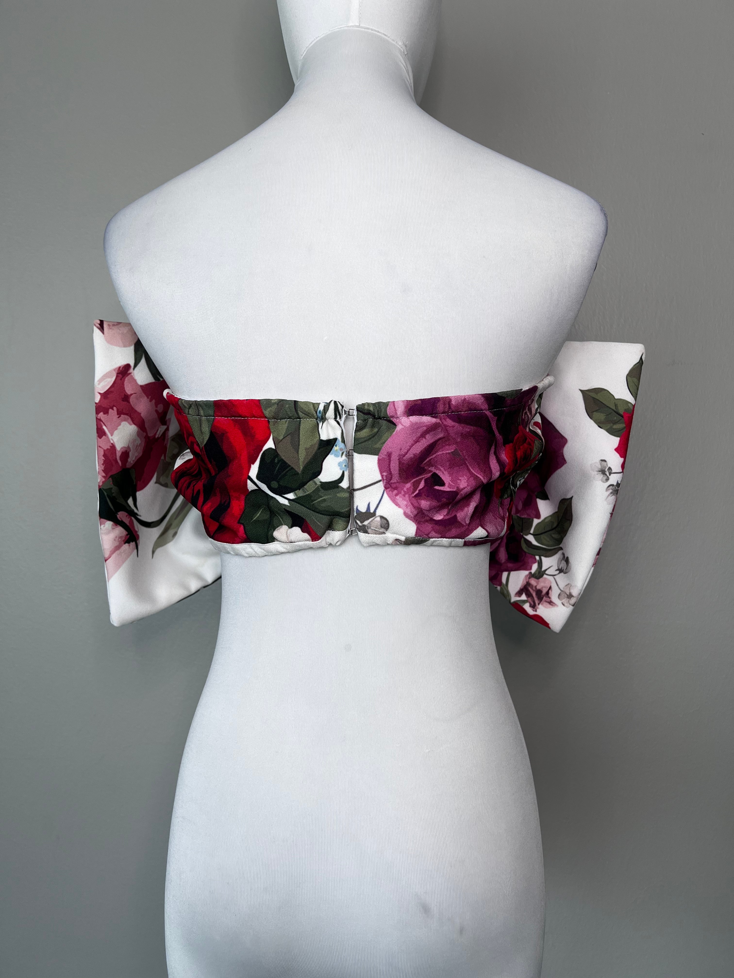 White floral tube bowe tie style - BAMBAH