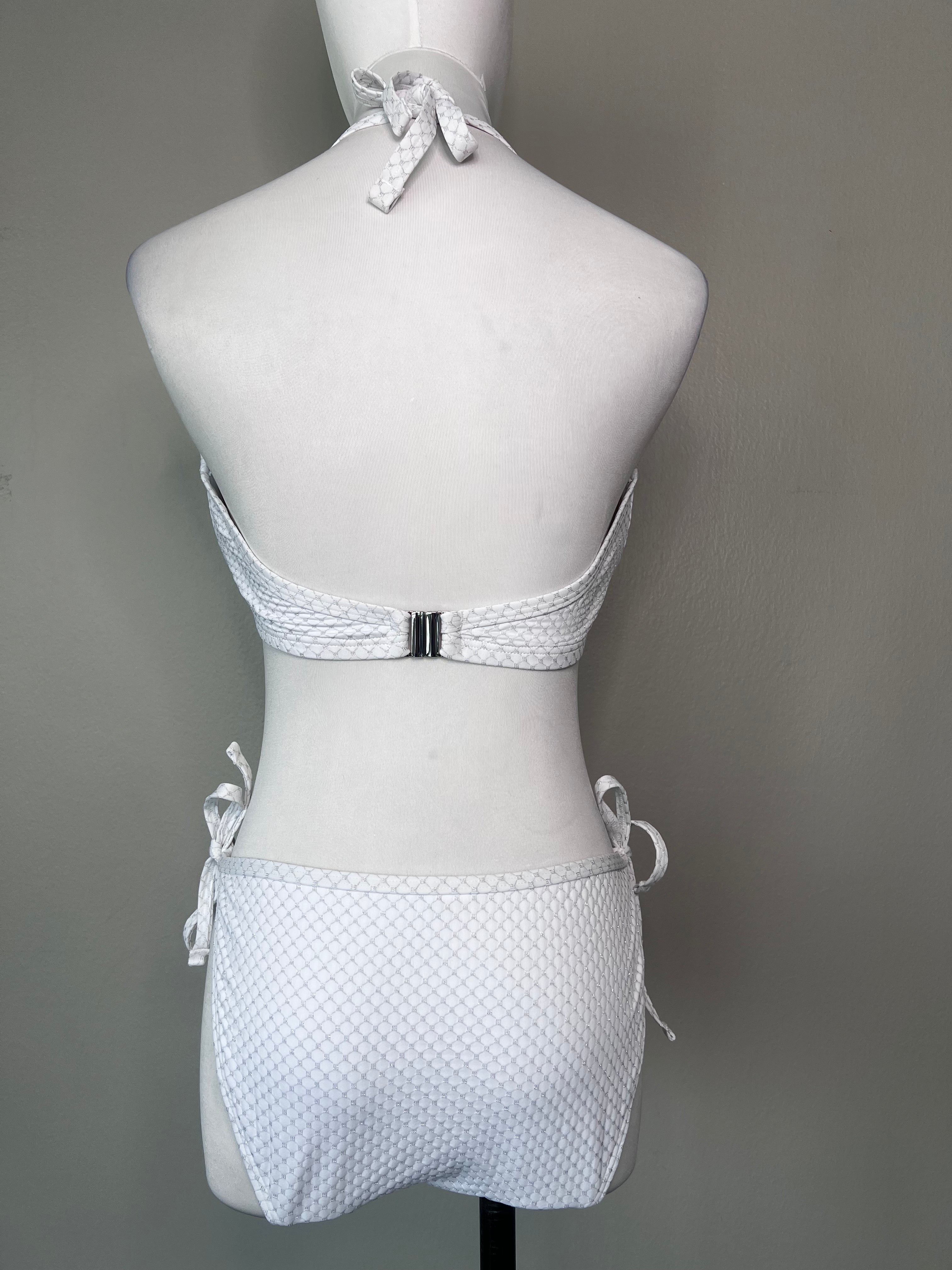 Brand new White side tie textured Brazilian push up bikini - Vacanze Italiane