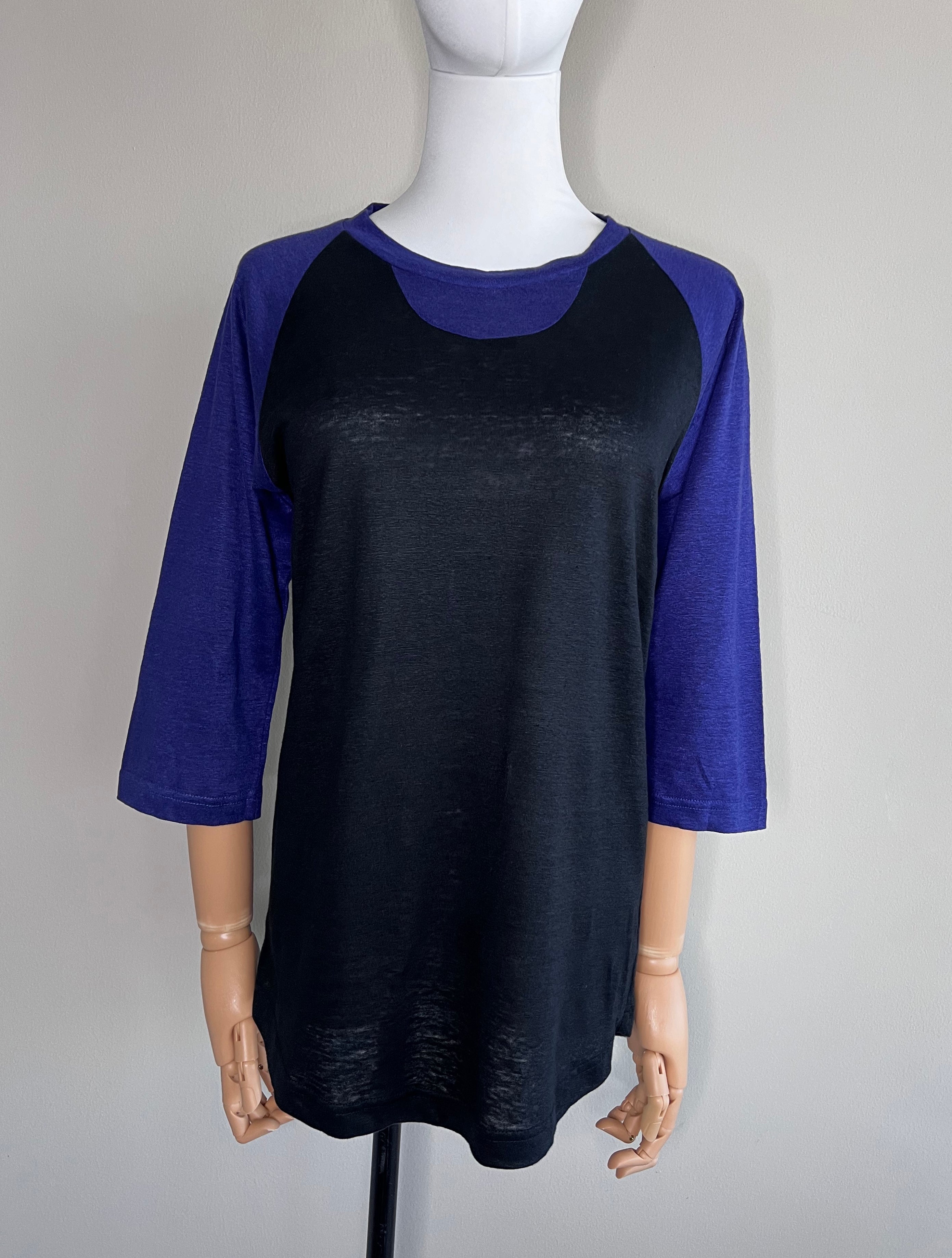 Black and Purple Cotton Sleeve T-shirt - ISABEL MARANT