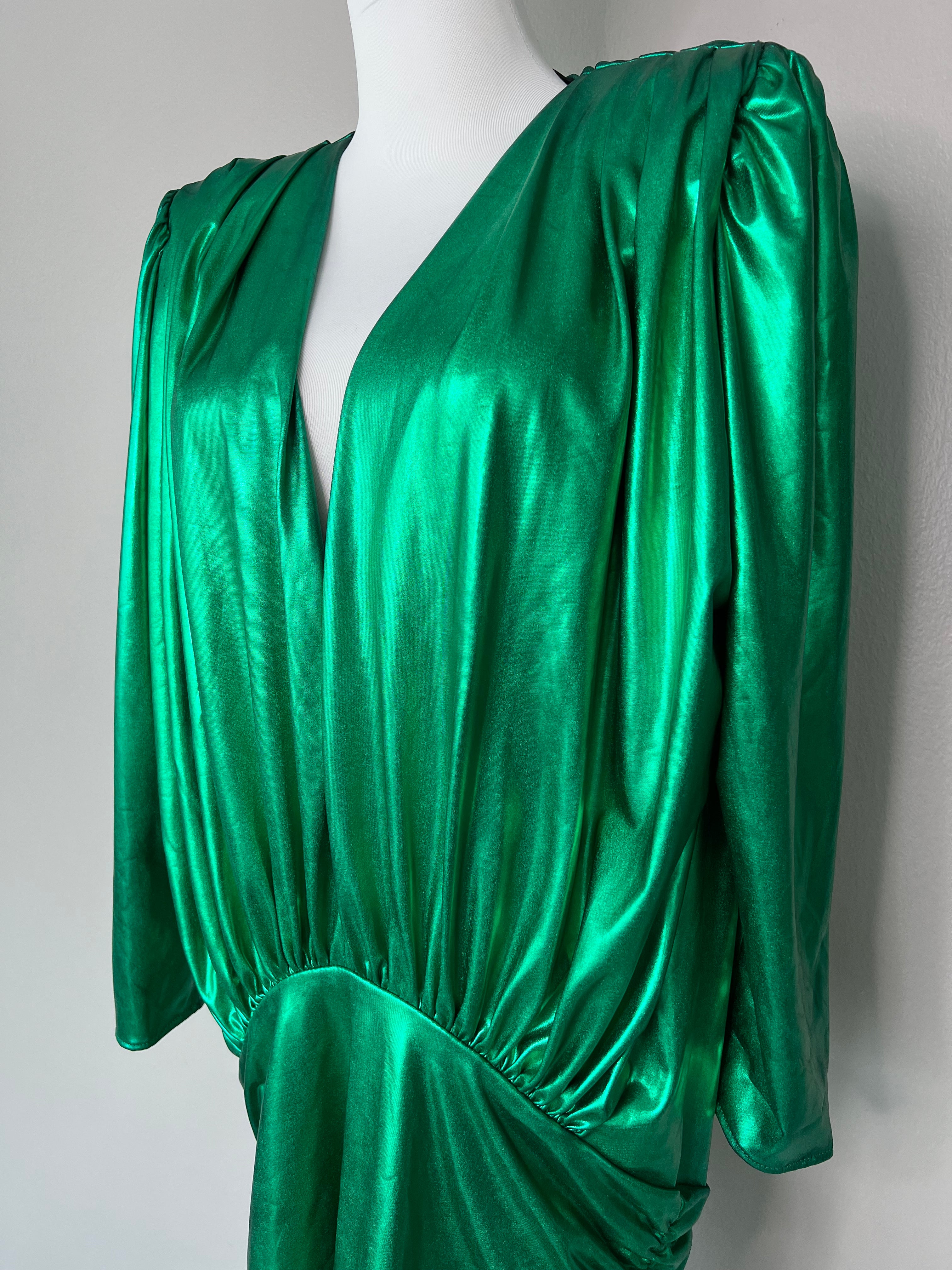 Metallic green Plunging neckline top - THE ATTICO