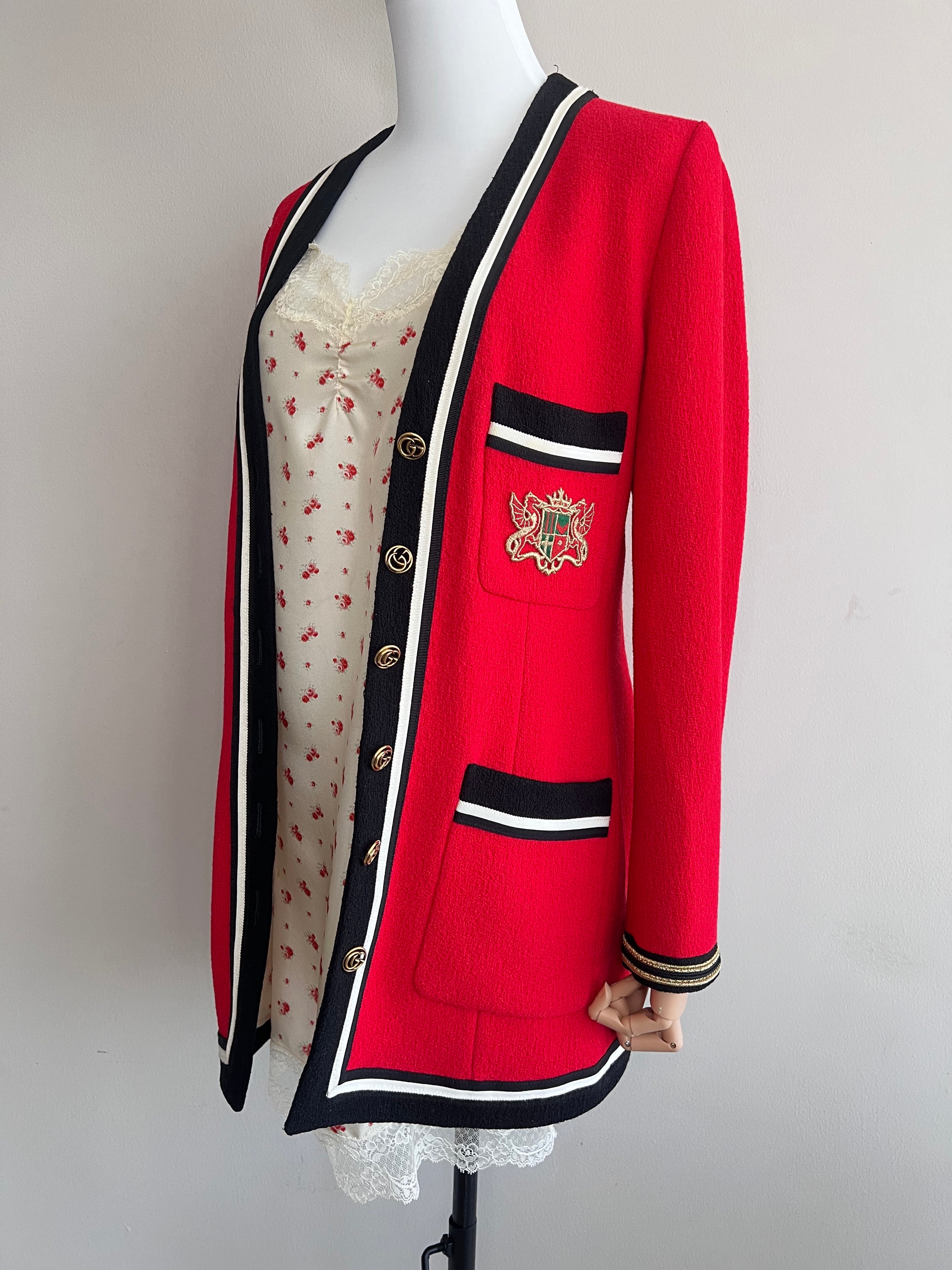 Red wool sable Evening Jacket with Inner floral satin - GUCCI