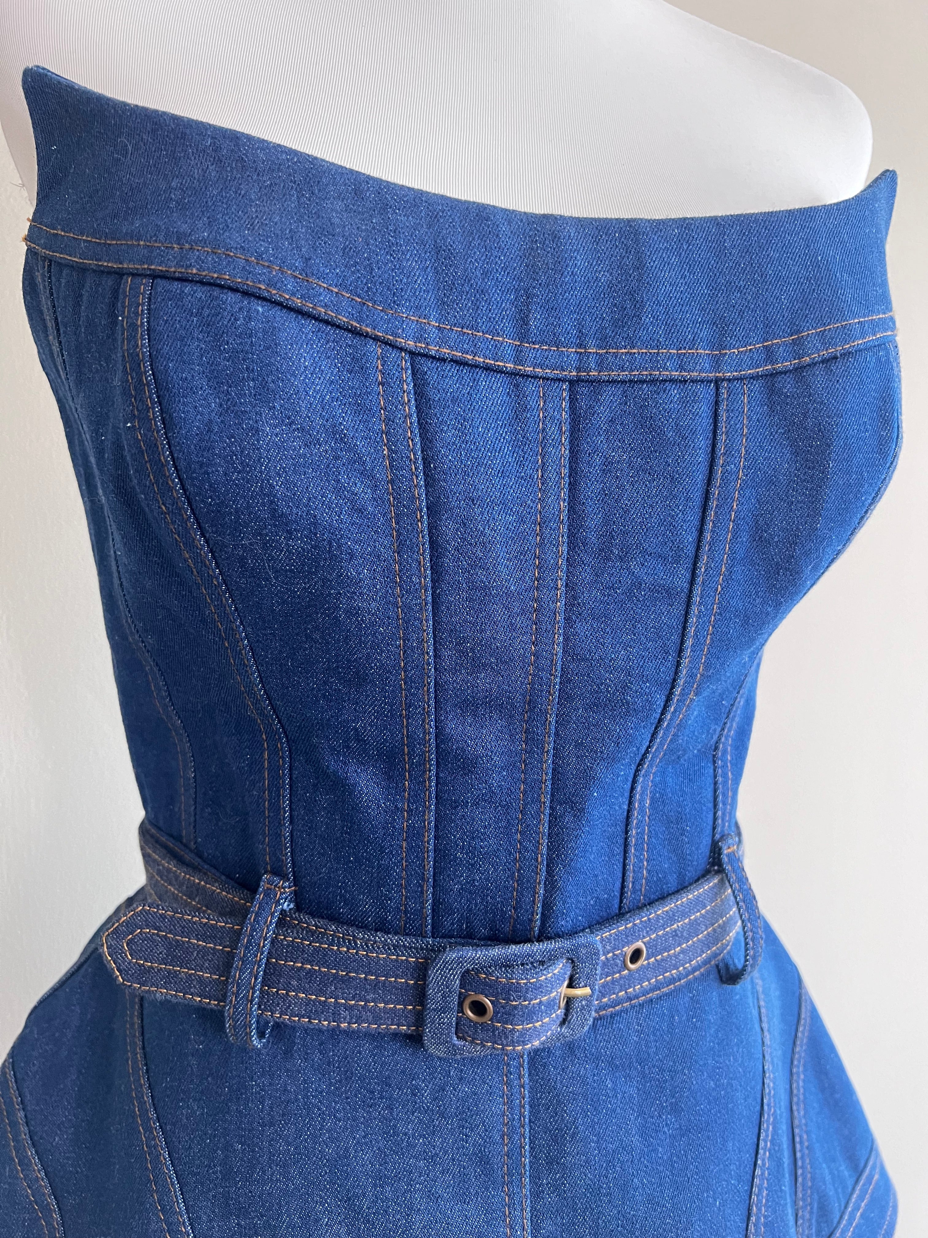 Denim Tube belted Tops - KAROLINE LANG