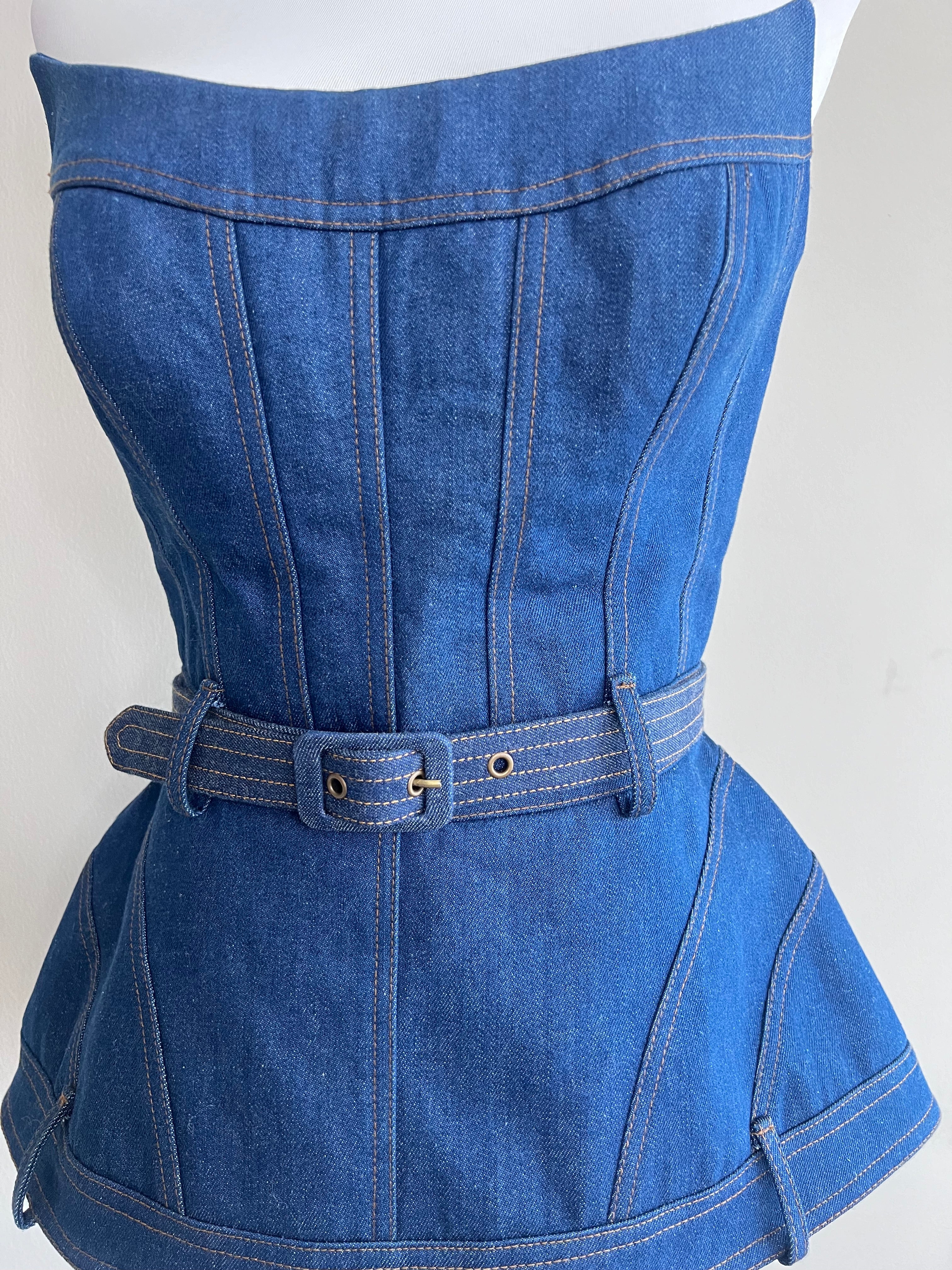 Denim Tube belted Tops - KAROLINE LANG