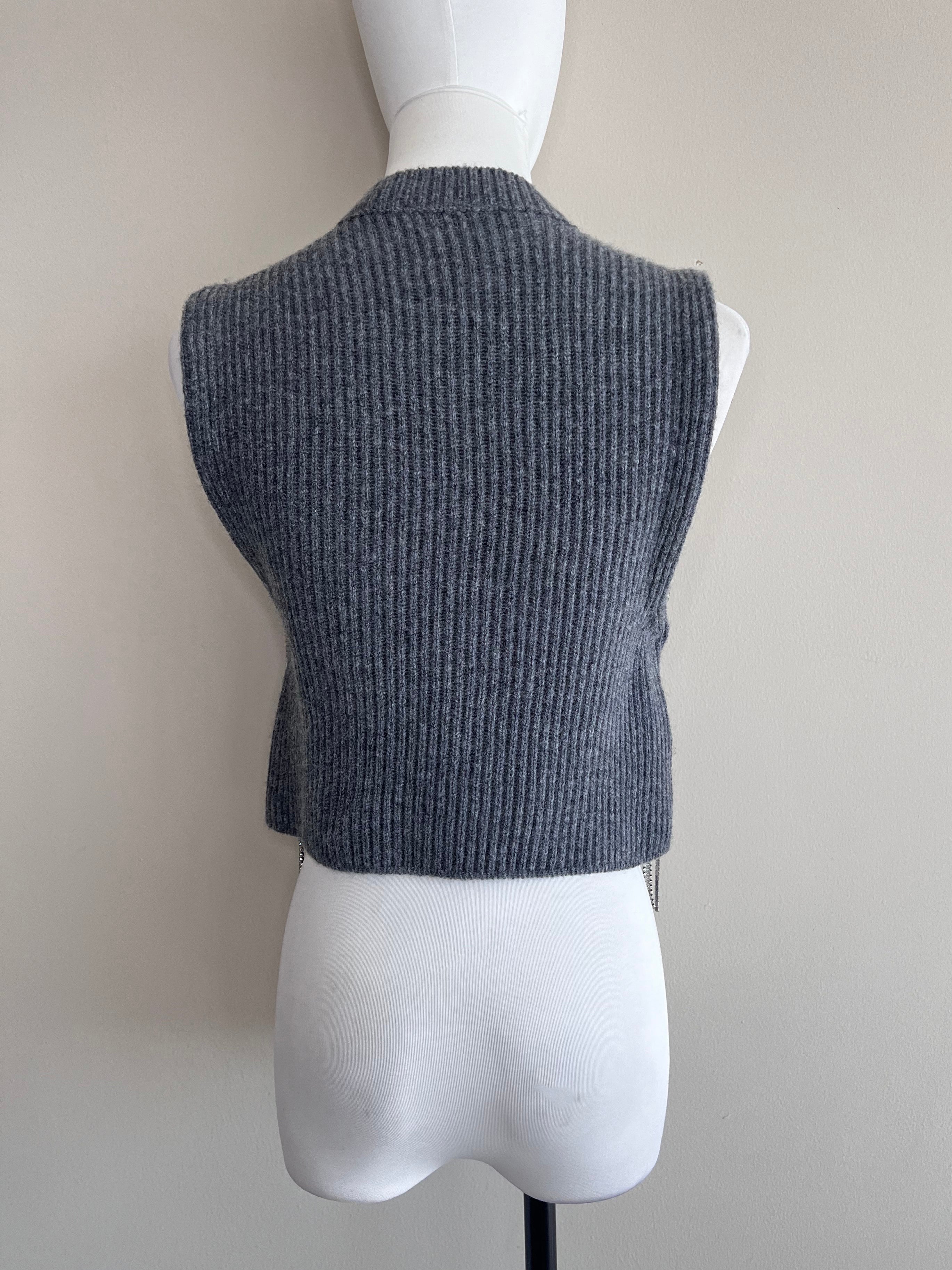Grey wool Crystal Fringe vest top - Philosophy Di Lorenzo Serafini