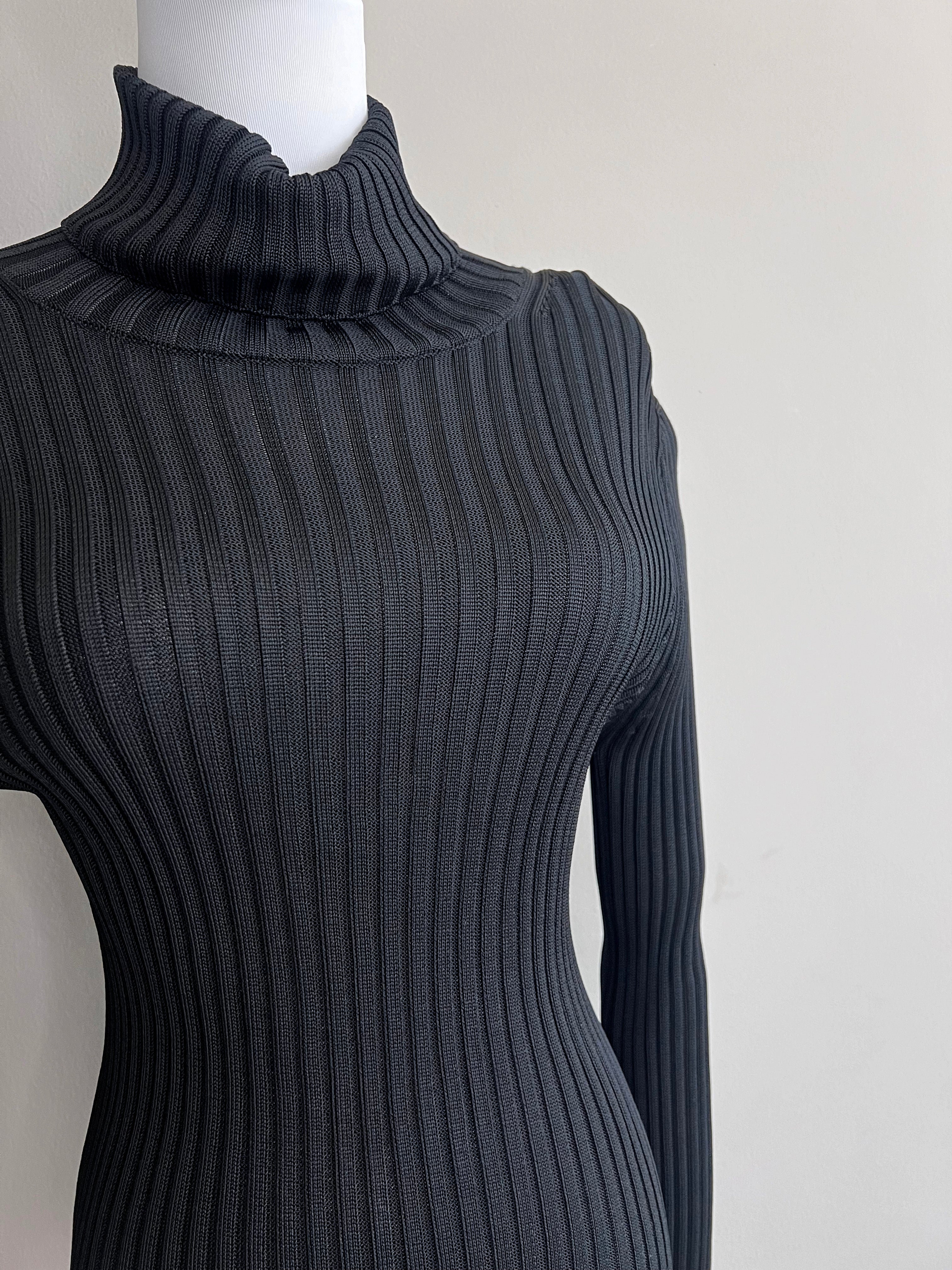 Black Turtle neck longsleeves knitted sweater with embelished silver stones - ALEXANDER WANG