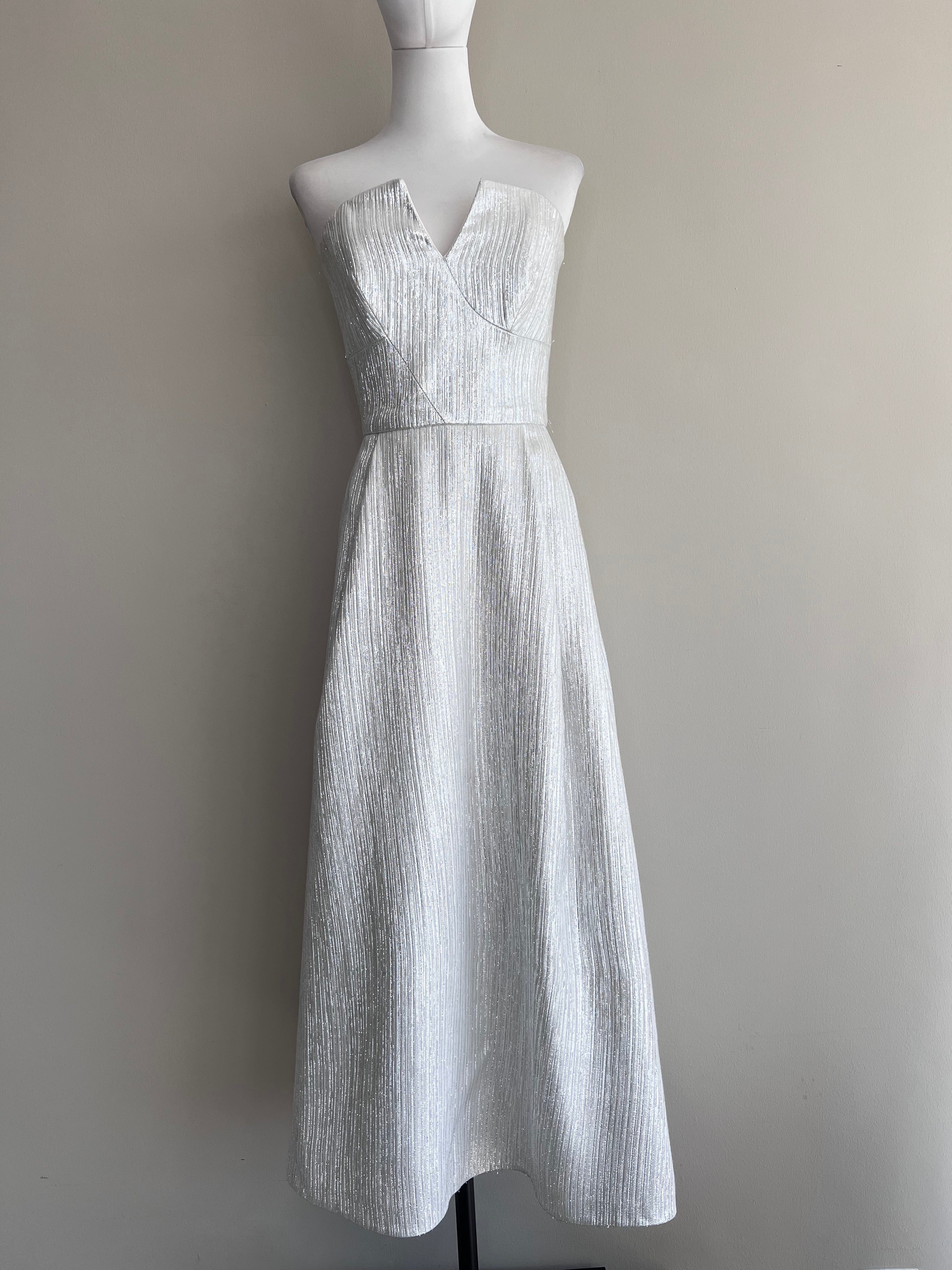 Grey Metallic textured tube dress - ROLAND MOURET