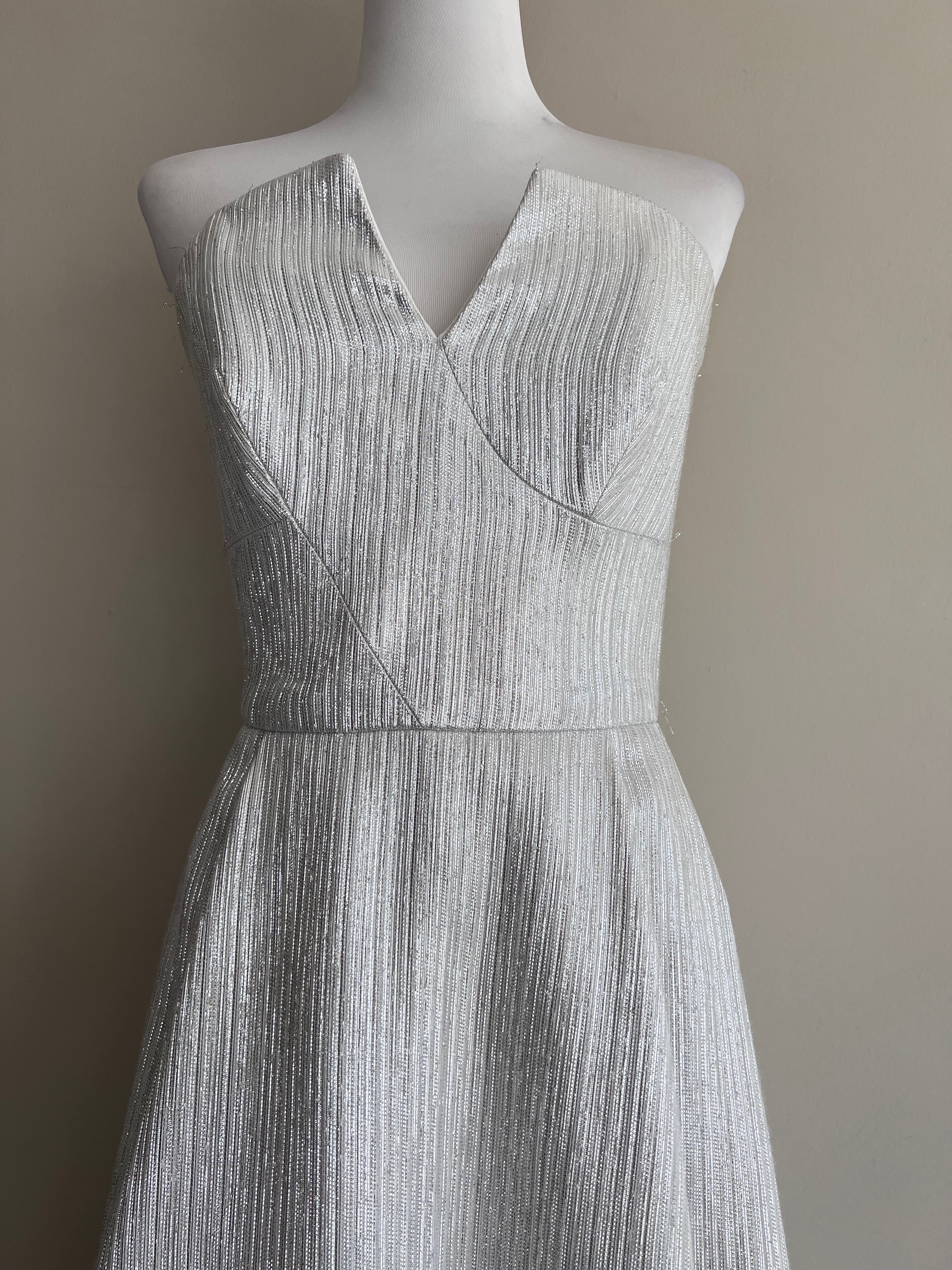 Grey Metallic textured tube dress - ROLAND MOURET