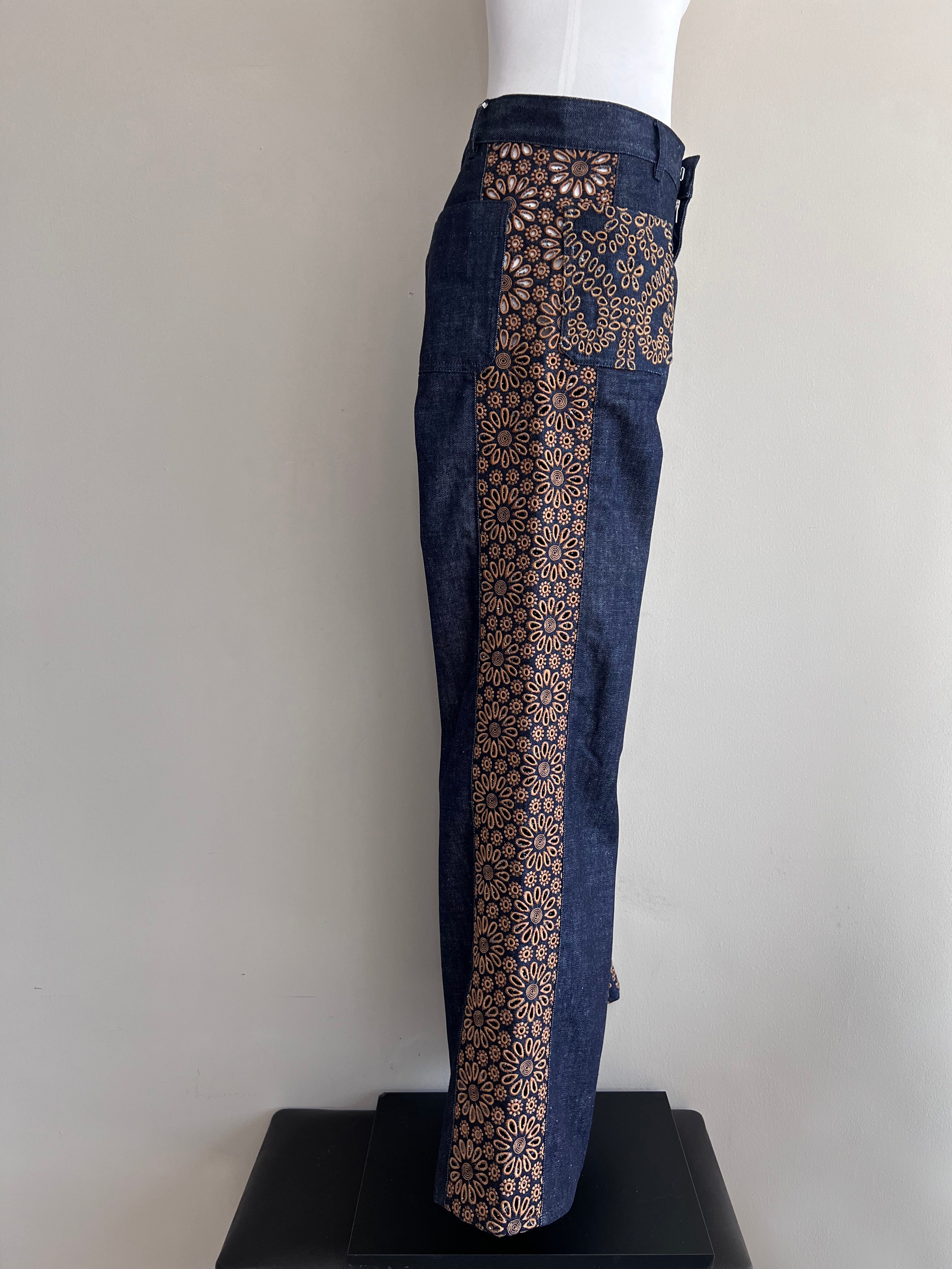 Embroidered High rise wide leg denim Jeans - CHRISTIAN DIOR