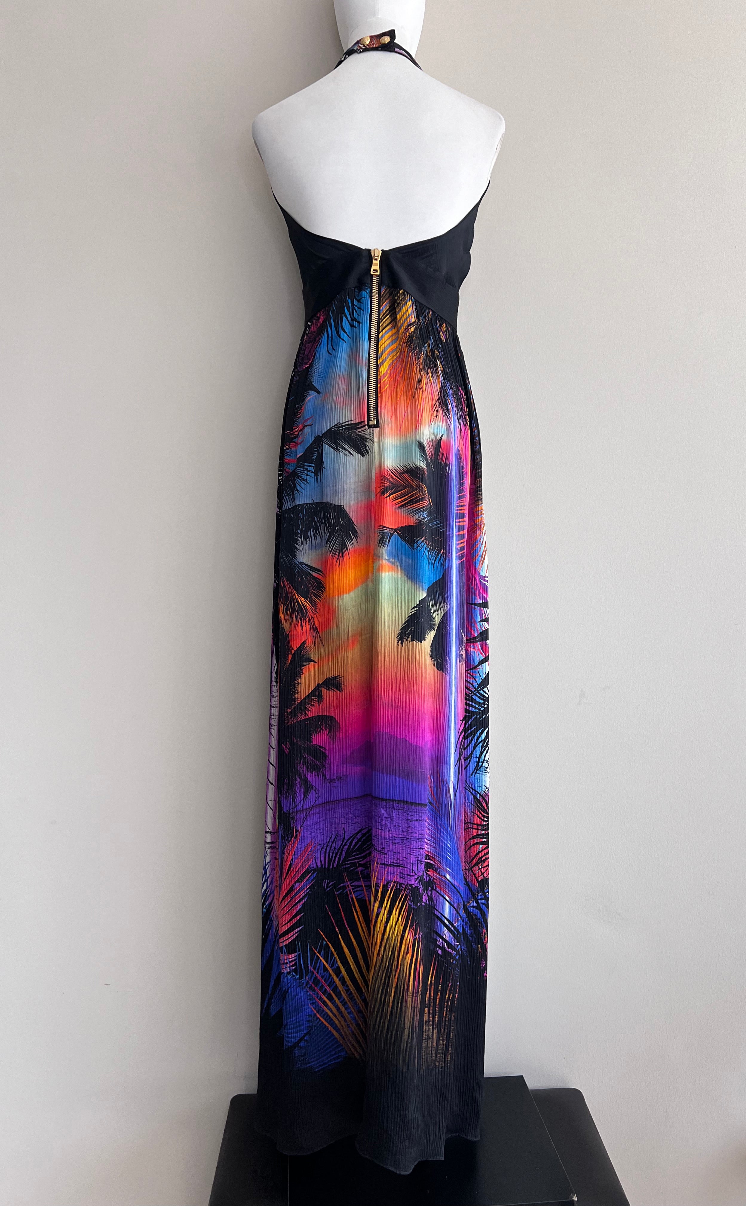 Multicolor print halter neck Silk dress - BALMAIN
