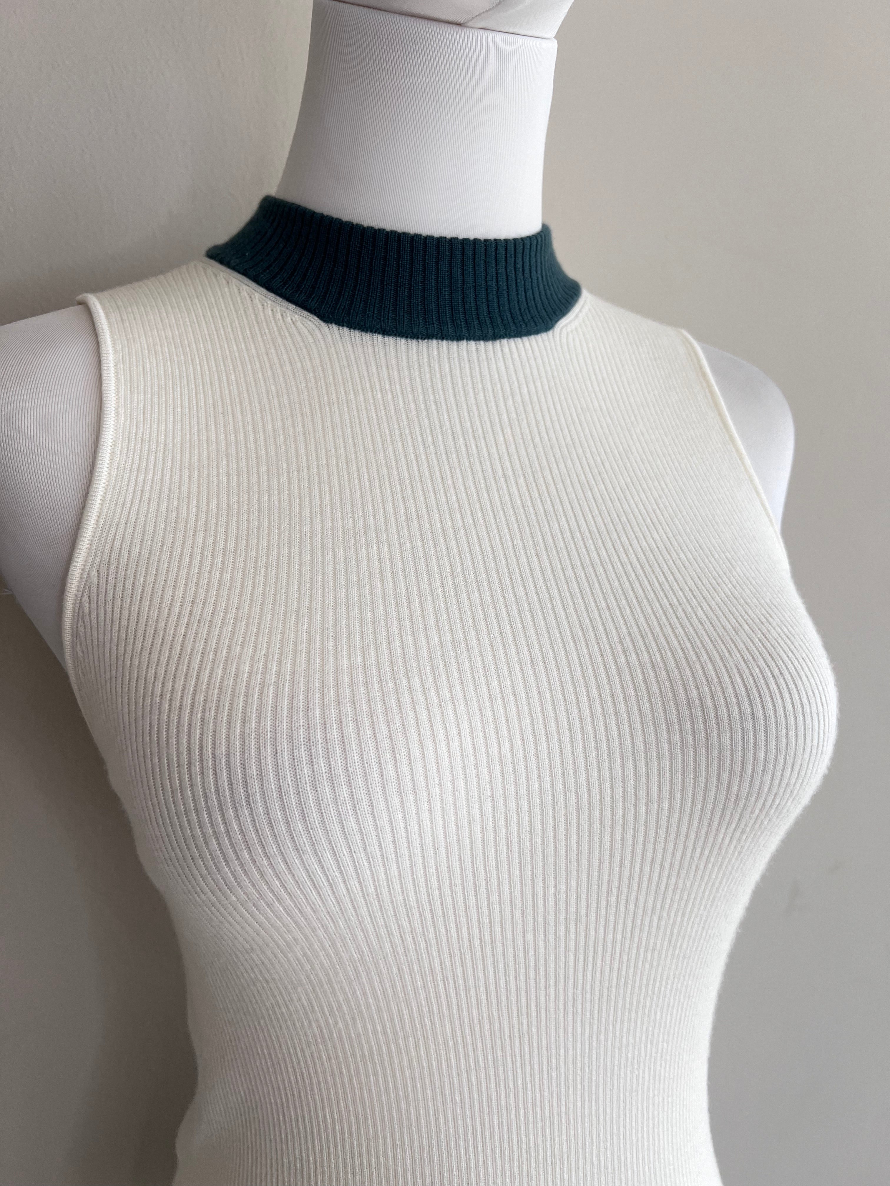 White Basic ribbed knitted bodycon top - MISSONI