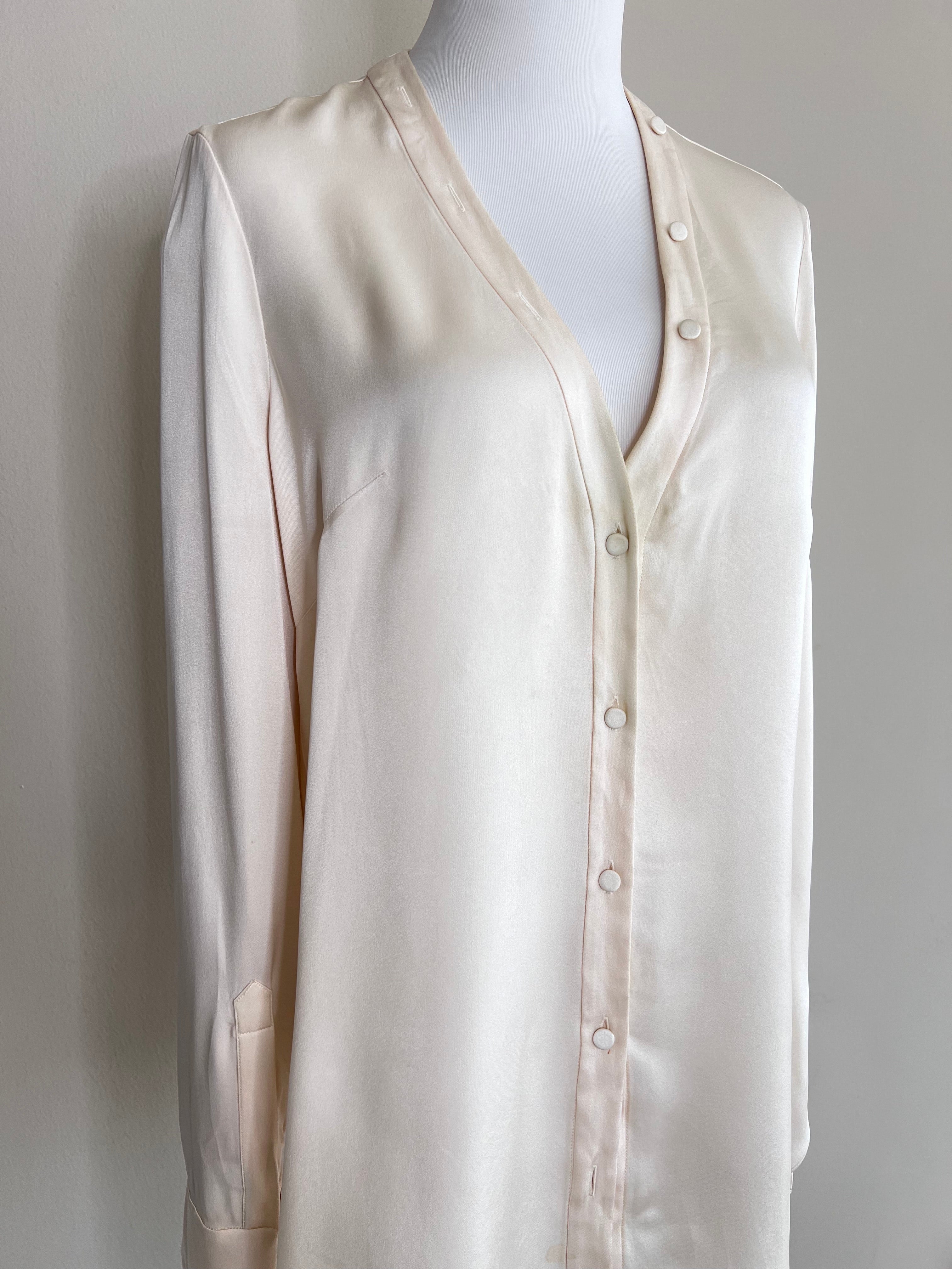 Cream silk fringe top shirt - ALEXANDER MCQUEEN