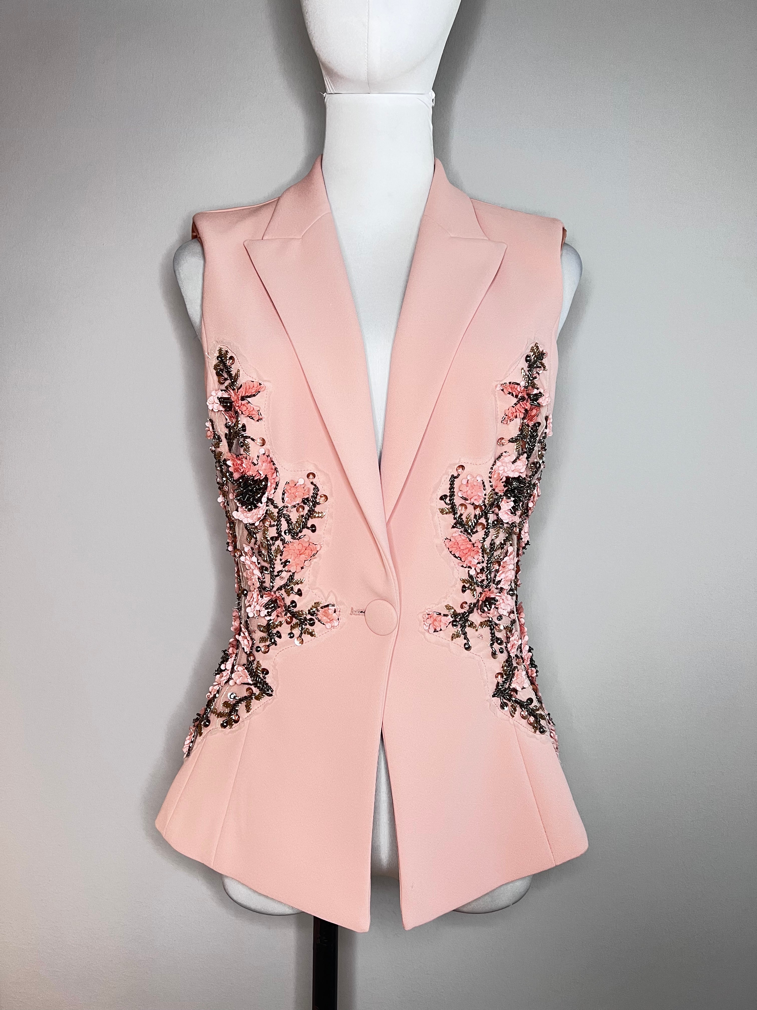 Antique rose sleeveless jacket with embroideries - ELISABETTA FRANCHI