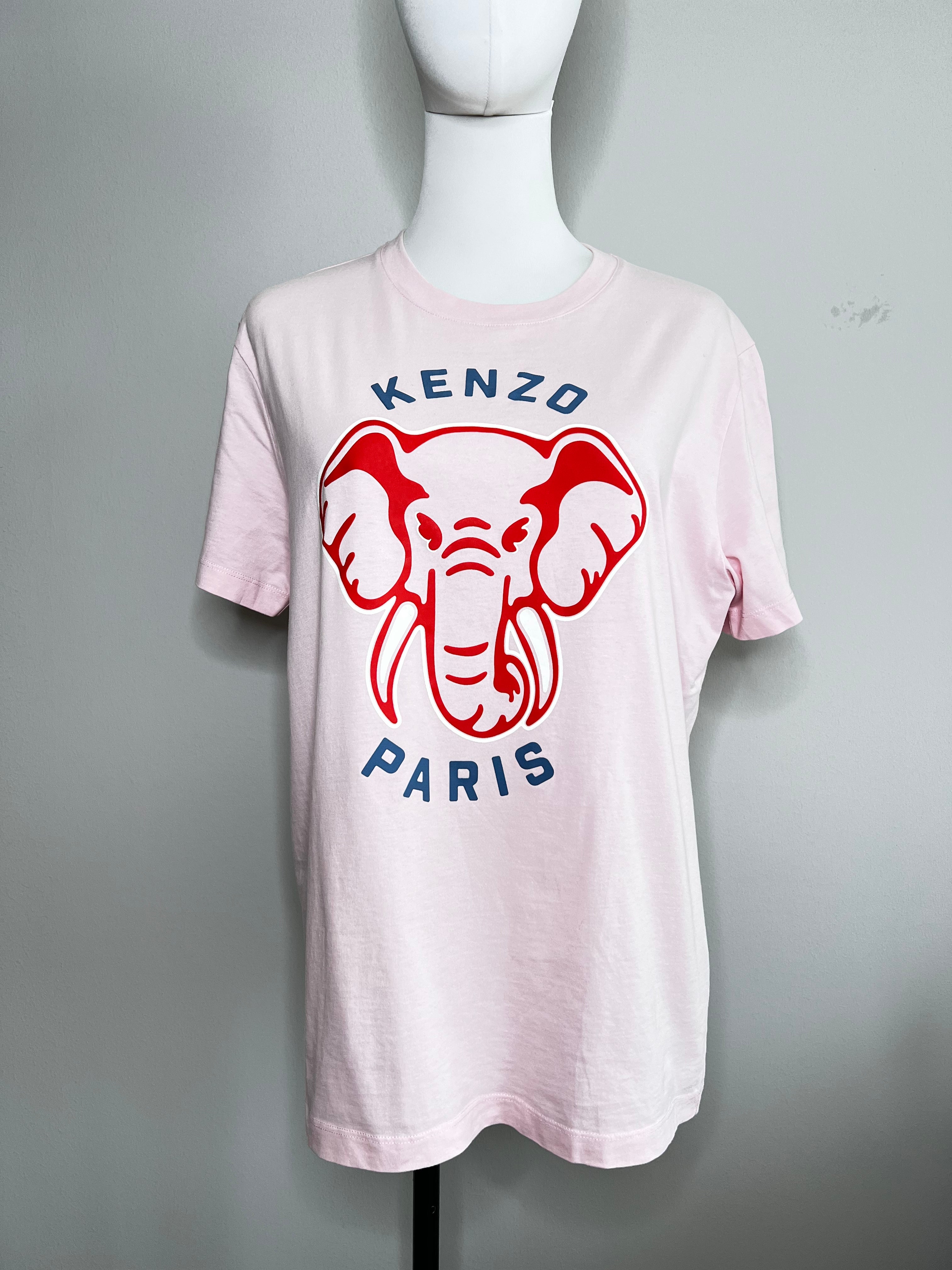 Pink Loose fit varsity jungle elephant print tees - KENZO