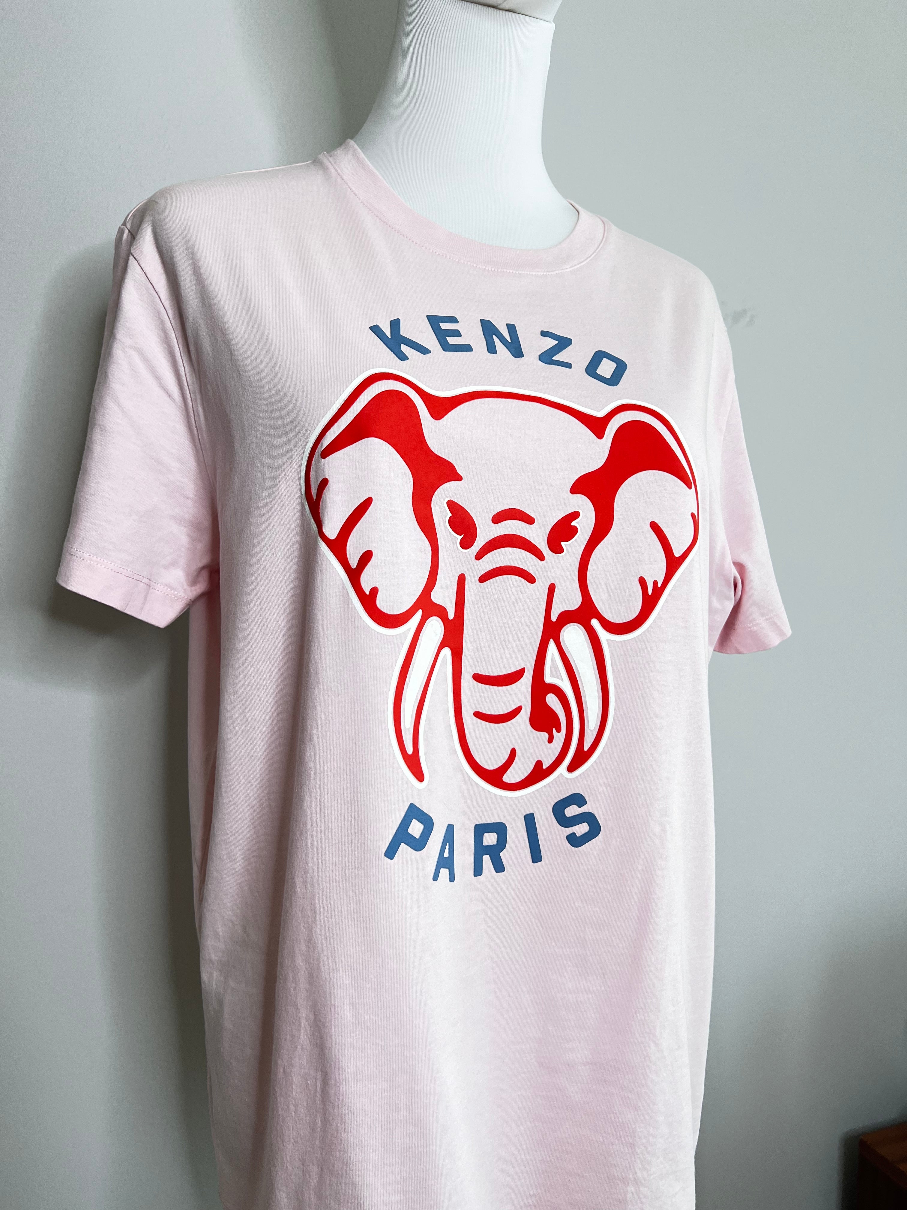 Pink Loose fit varsity jungle elephant print tees - KENZO