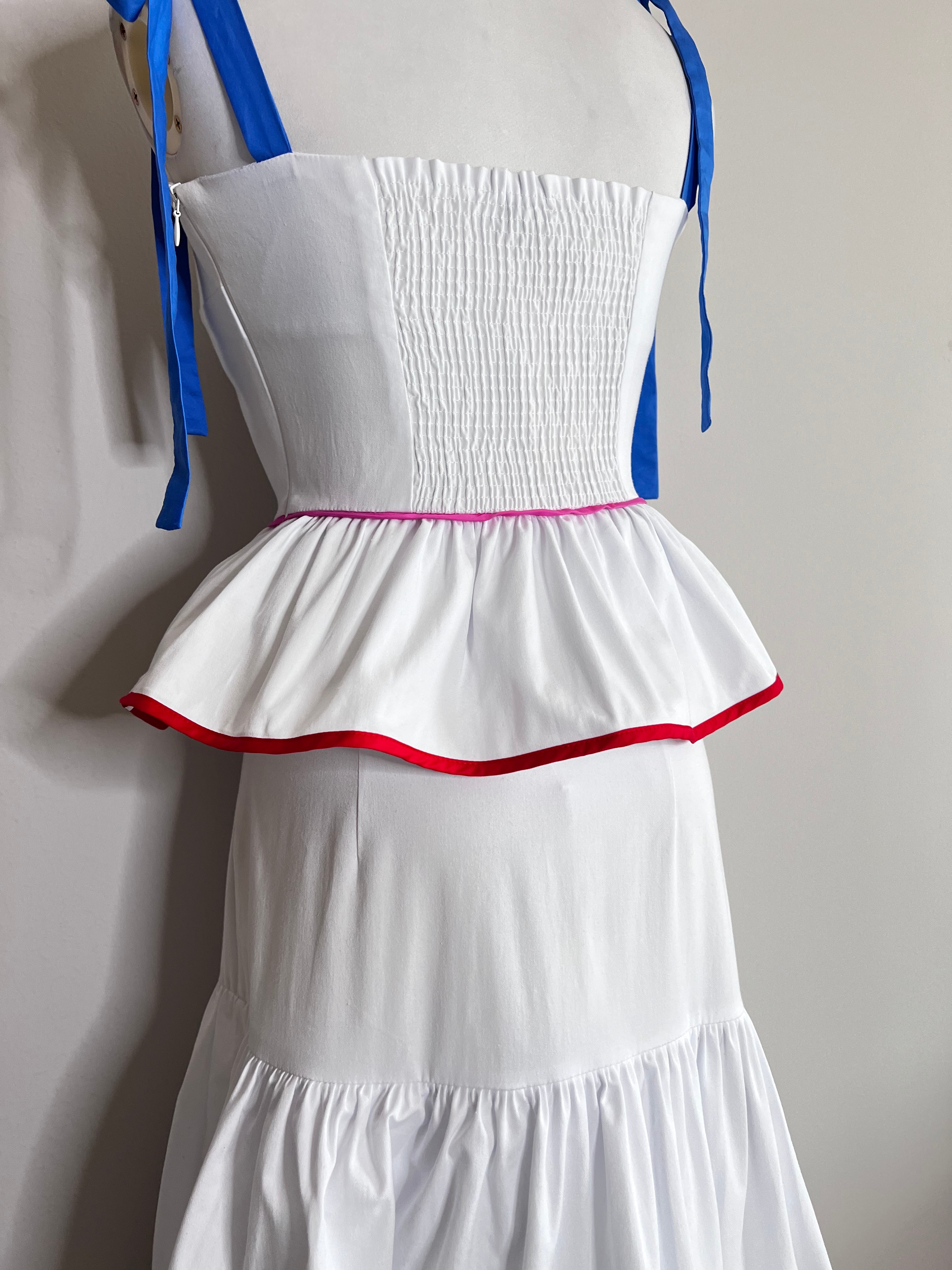 A set of Aruba white malena top drwa string & santo domingo long skirt with multi color lining- PAOLITA