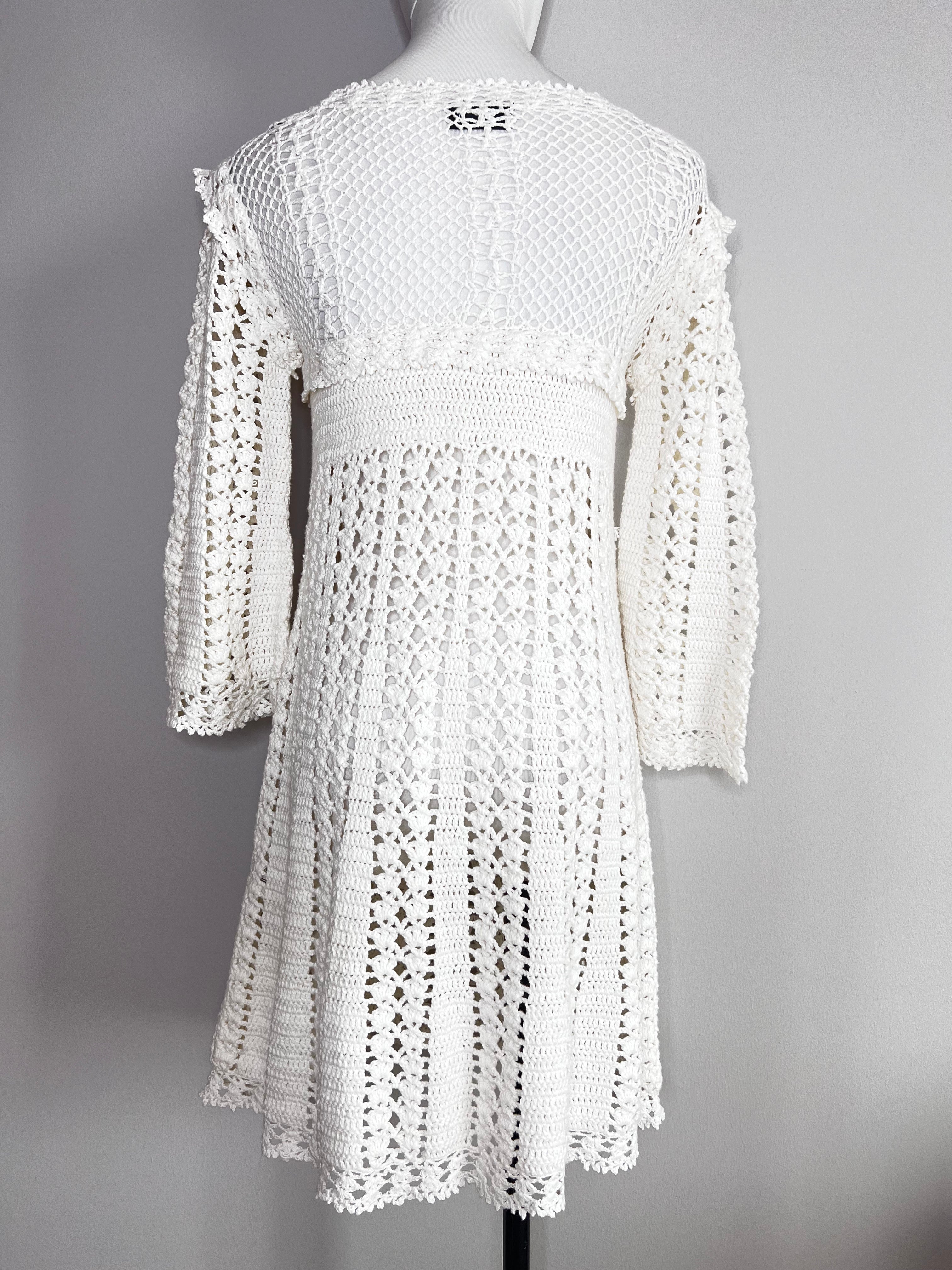 Short white long sleeve crochet dress - ELISABETTA FRANCHI