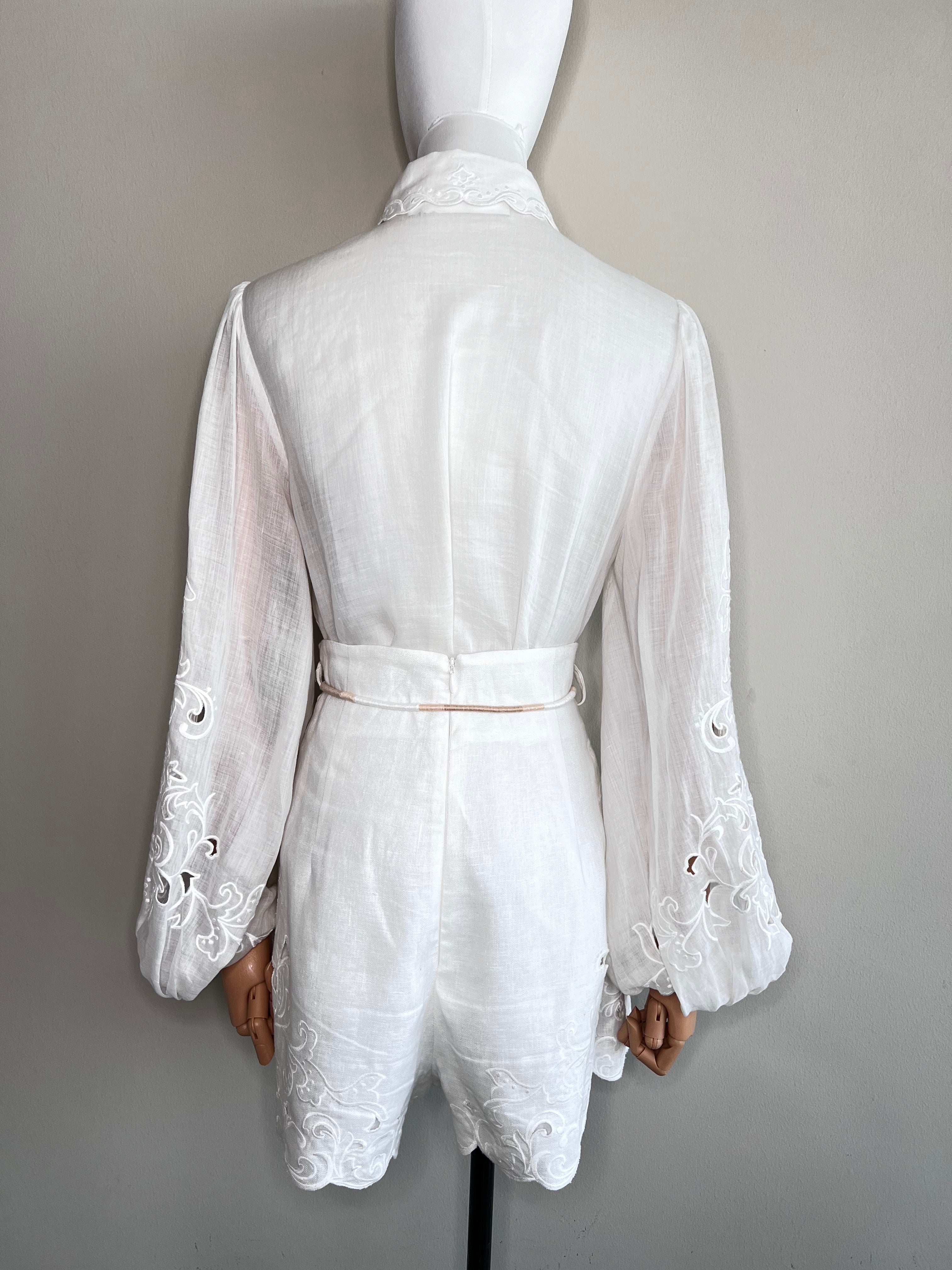 A set of white nina embroidered longsleeve and shorts - ZIMMERMANN