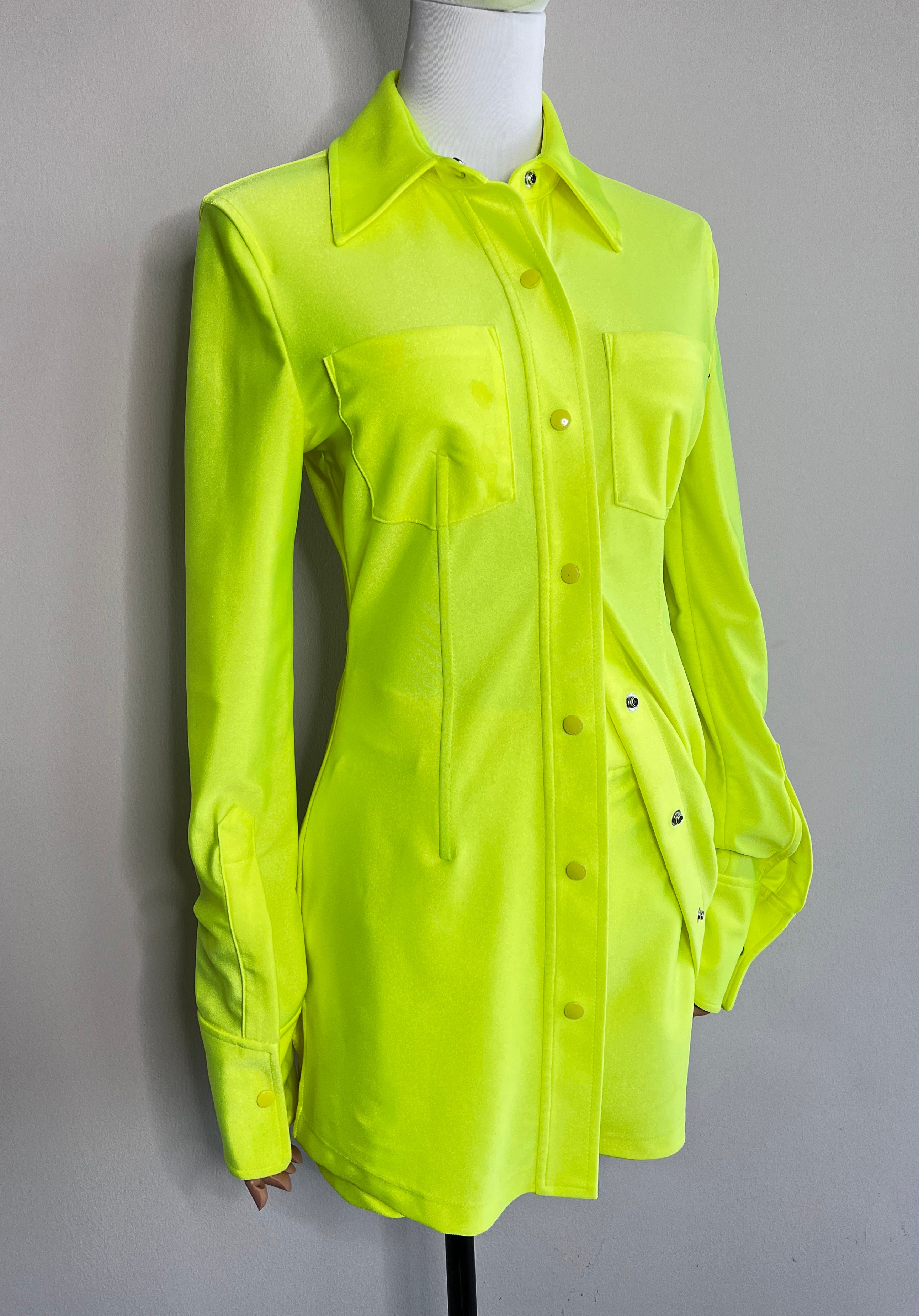 A set of Yellow Neon Stretch-jersey Shirt and shorts - ALEXANDER WANG