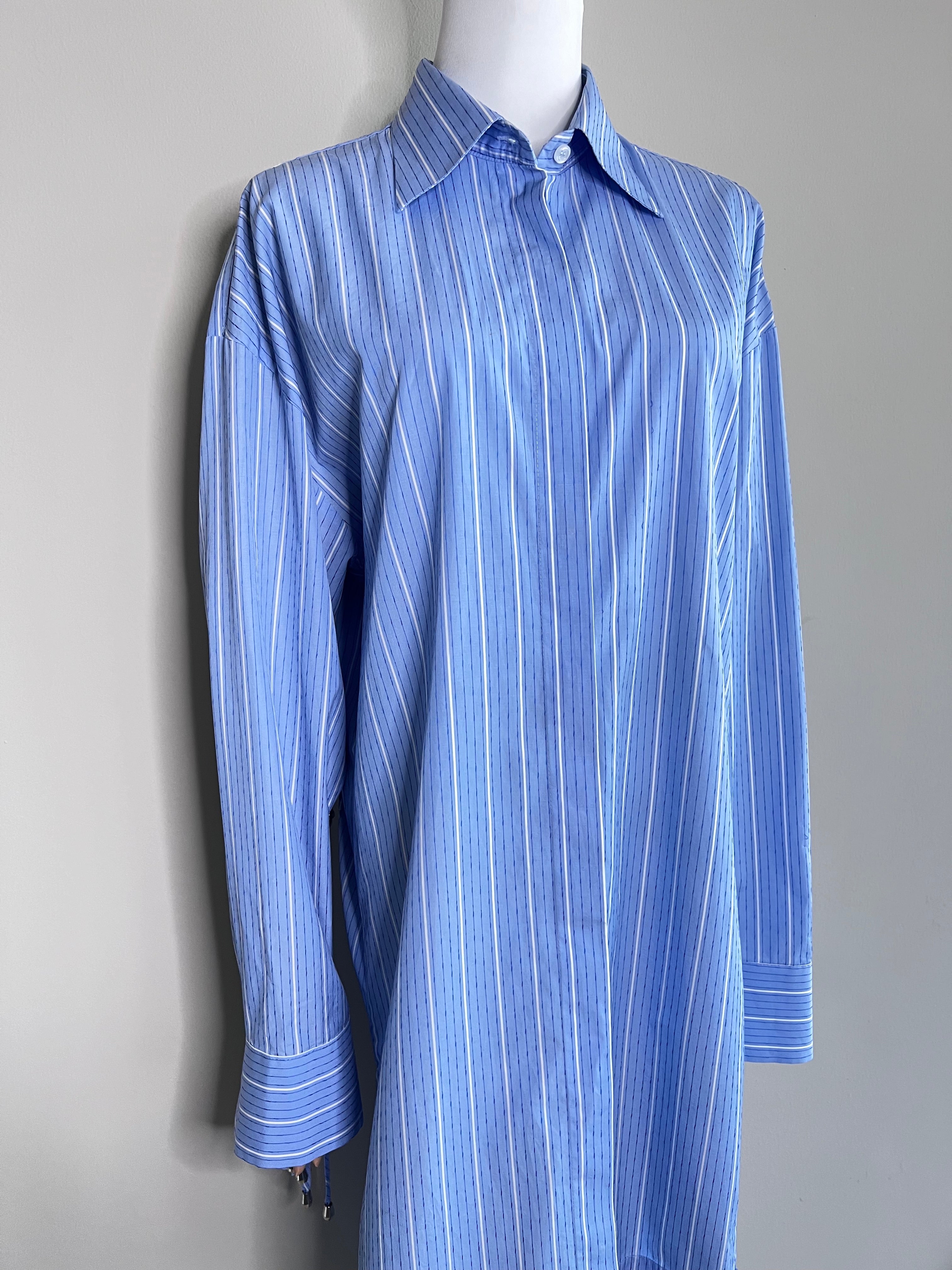 Blue stripe poplin shirt dress - ECAILLE
