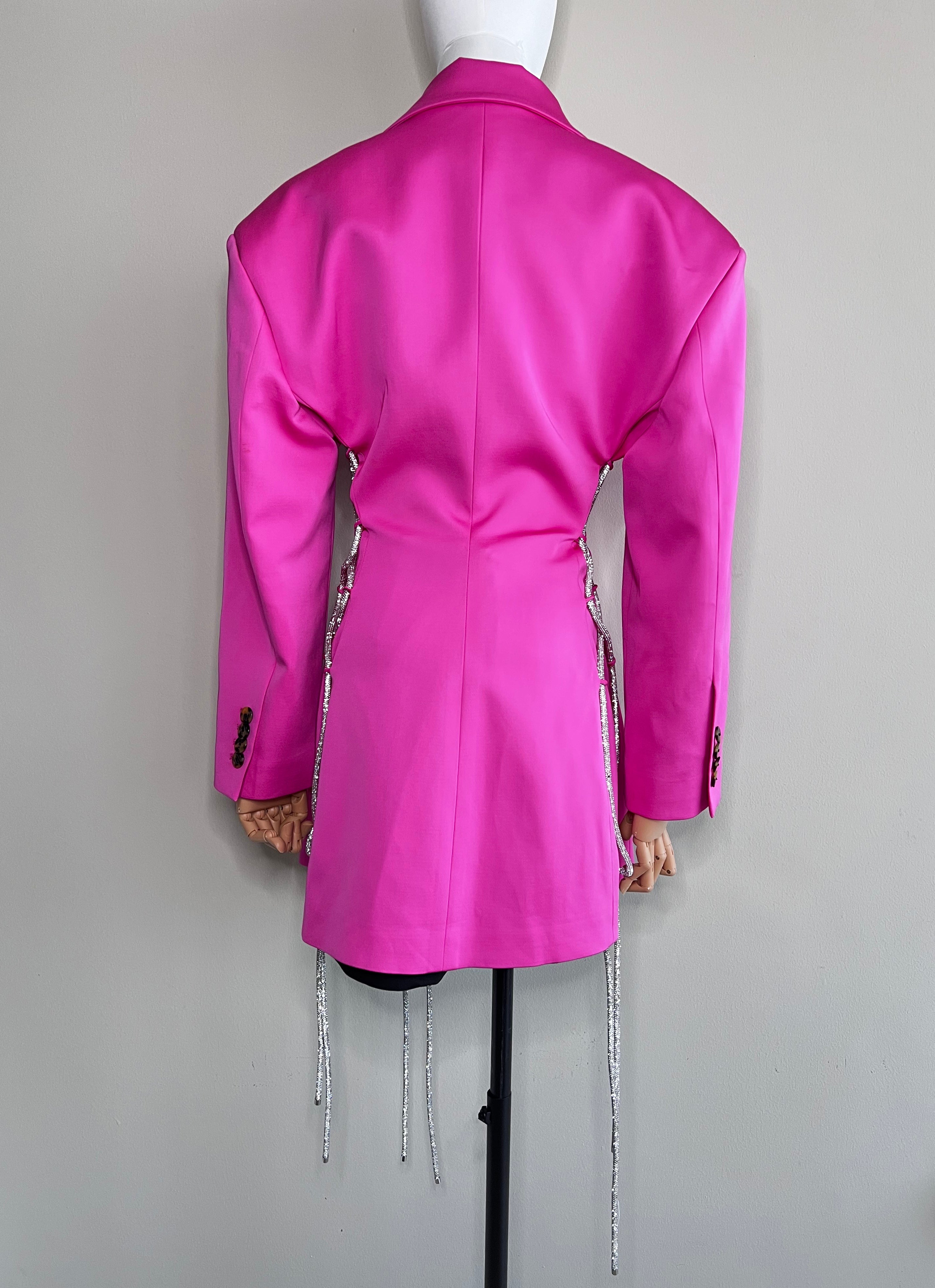 A set of Pink Blazer with Crystal embellished tie ups and Black skirt - Giuseppe Di Morabito