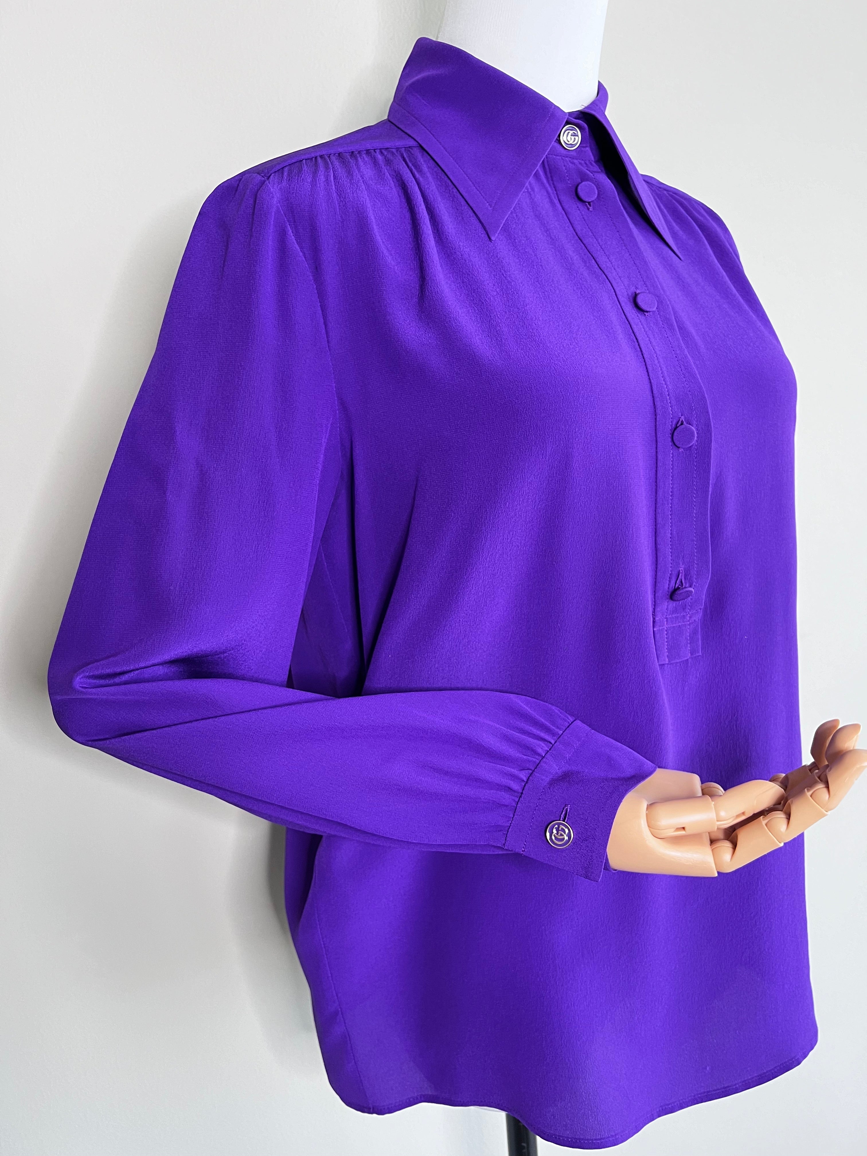 Violet Straight fit silk longsleeve - GUCCI