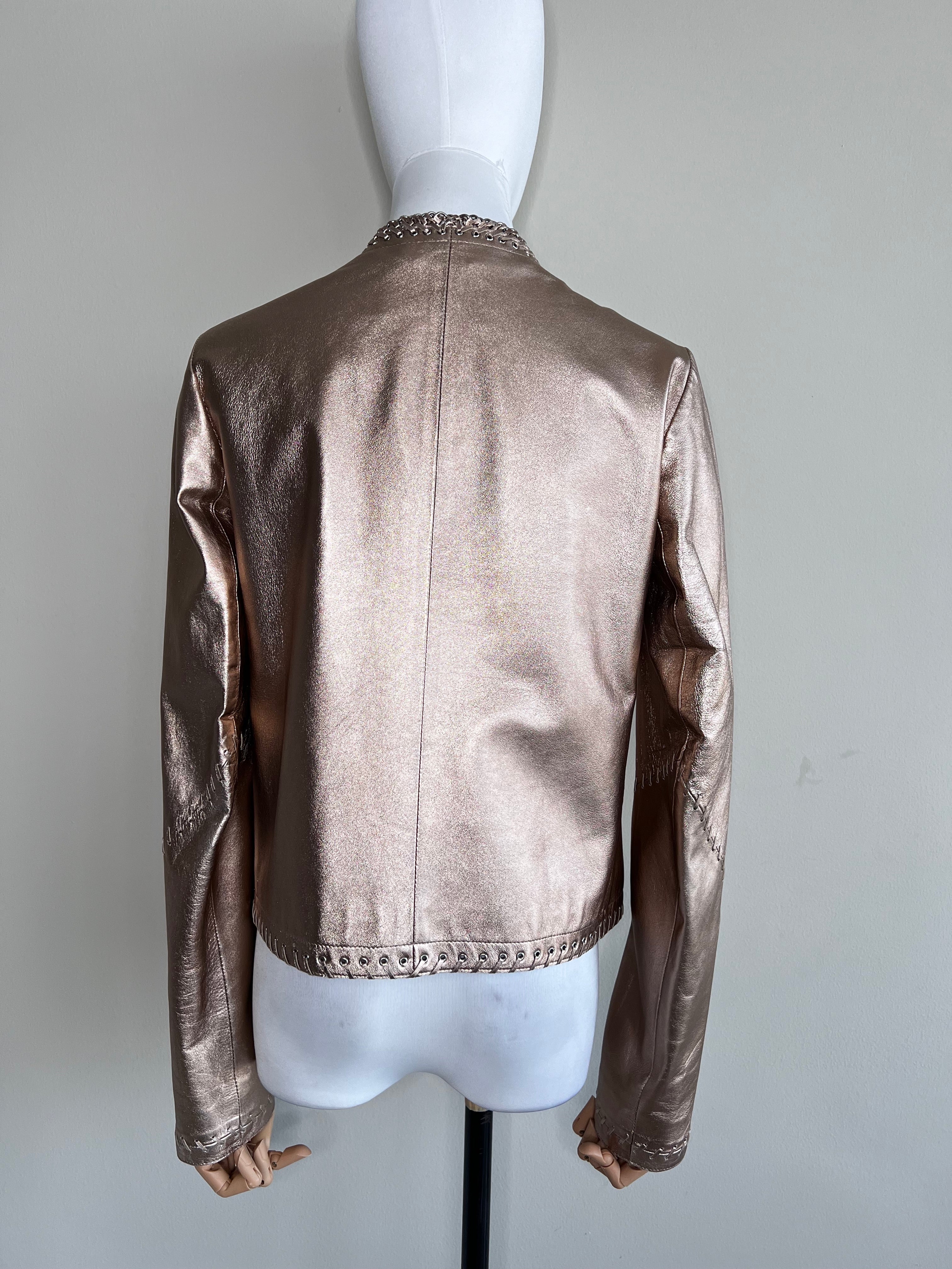 Rose gold metalic leather jacket - ROBERTO CAVALLI