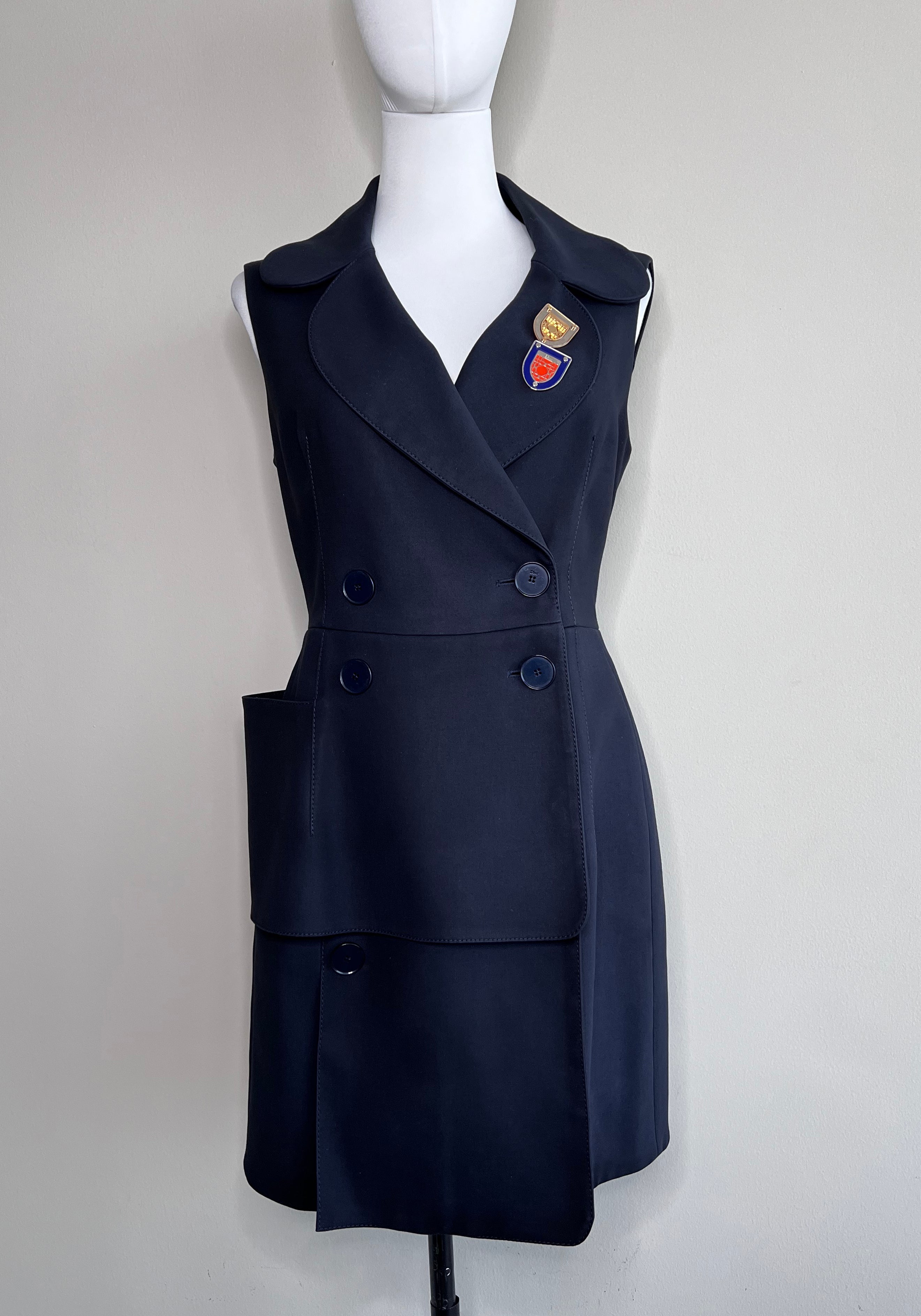 Noble navy blue sleevless double breasted blazer dress - CHRISTIAN DIOR