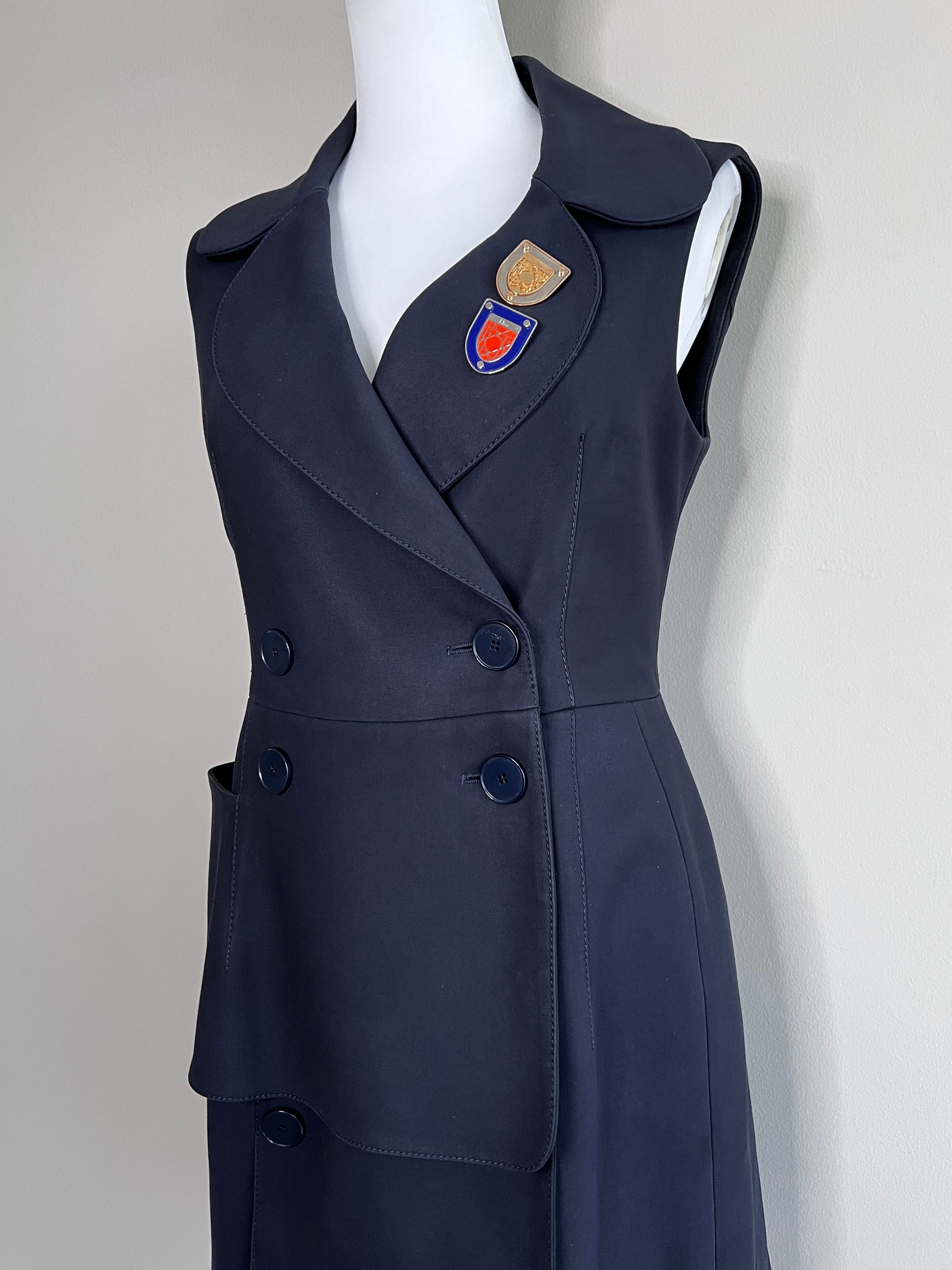 Noble navy blue sleevless double breasted blazer dress - CHRISTIAN DIOR