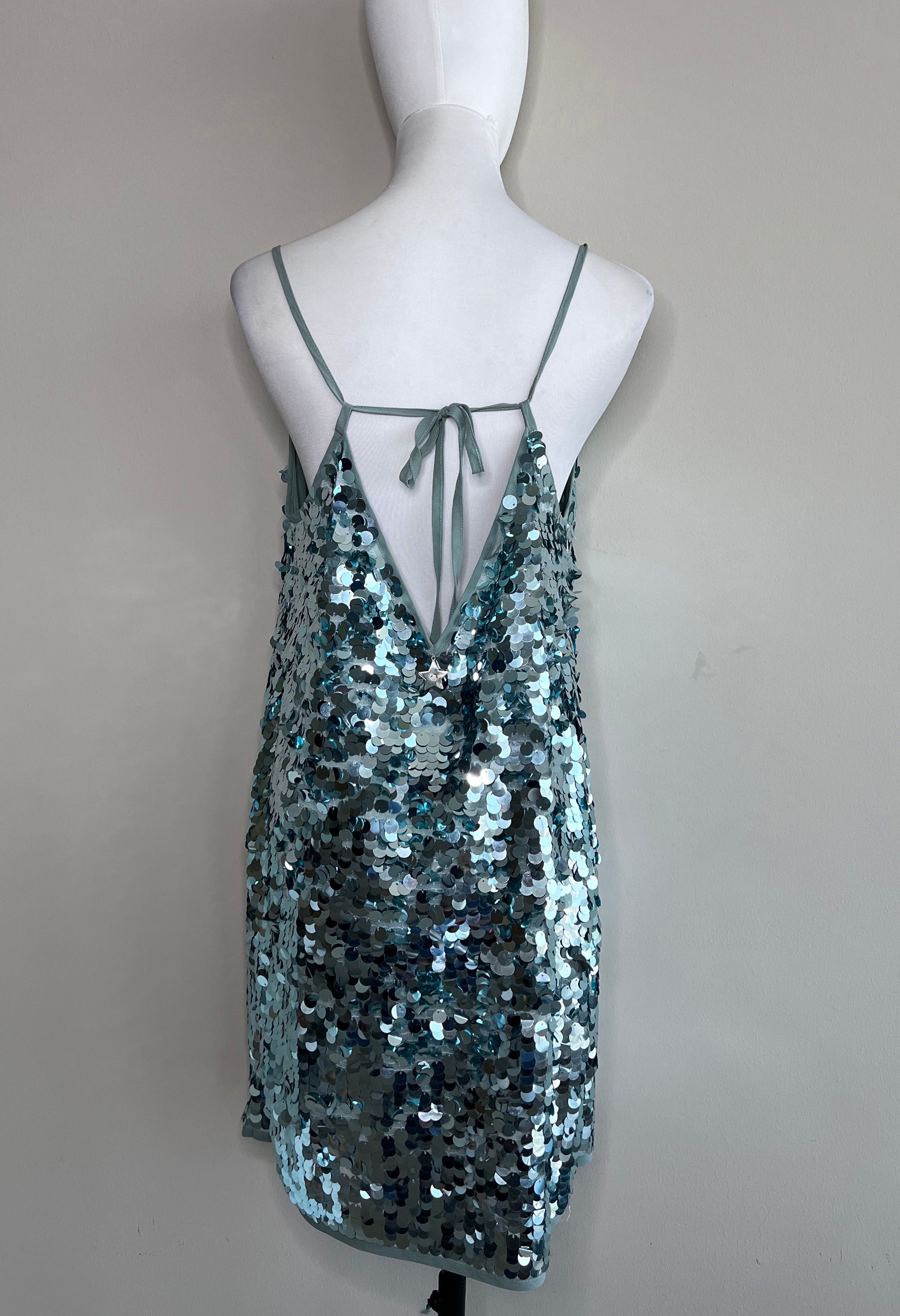 Blue sequinced sleeveless mini dress - LIU JO