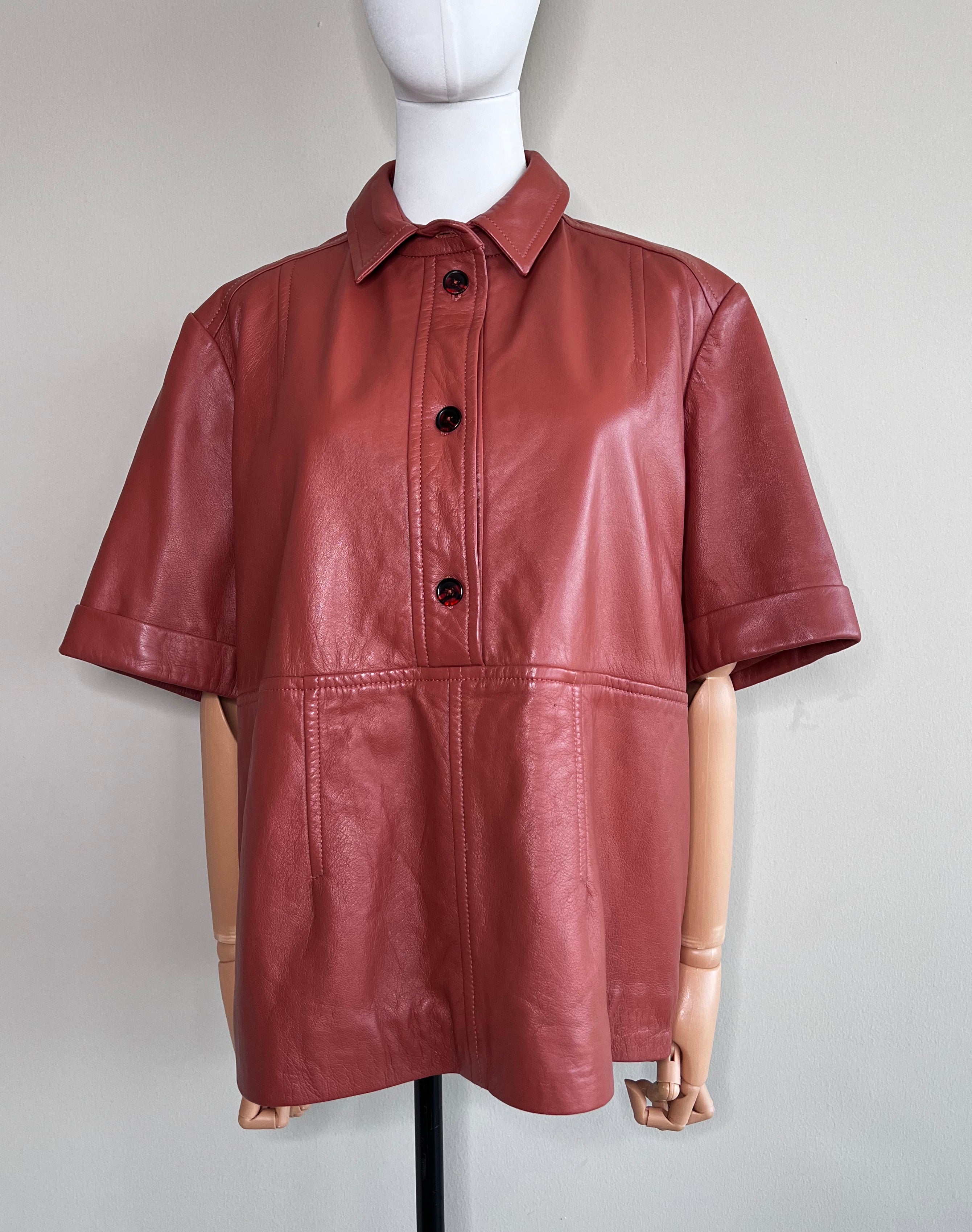 Orange brown Meaning Leather Shirt - MUNTHE