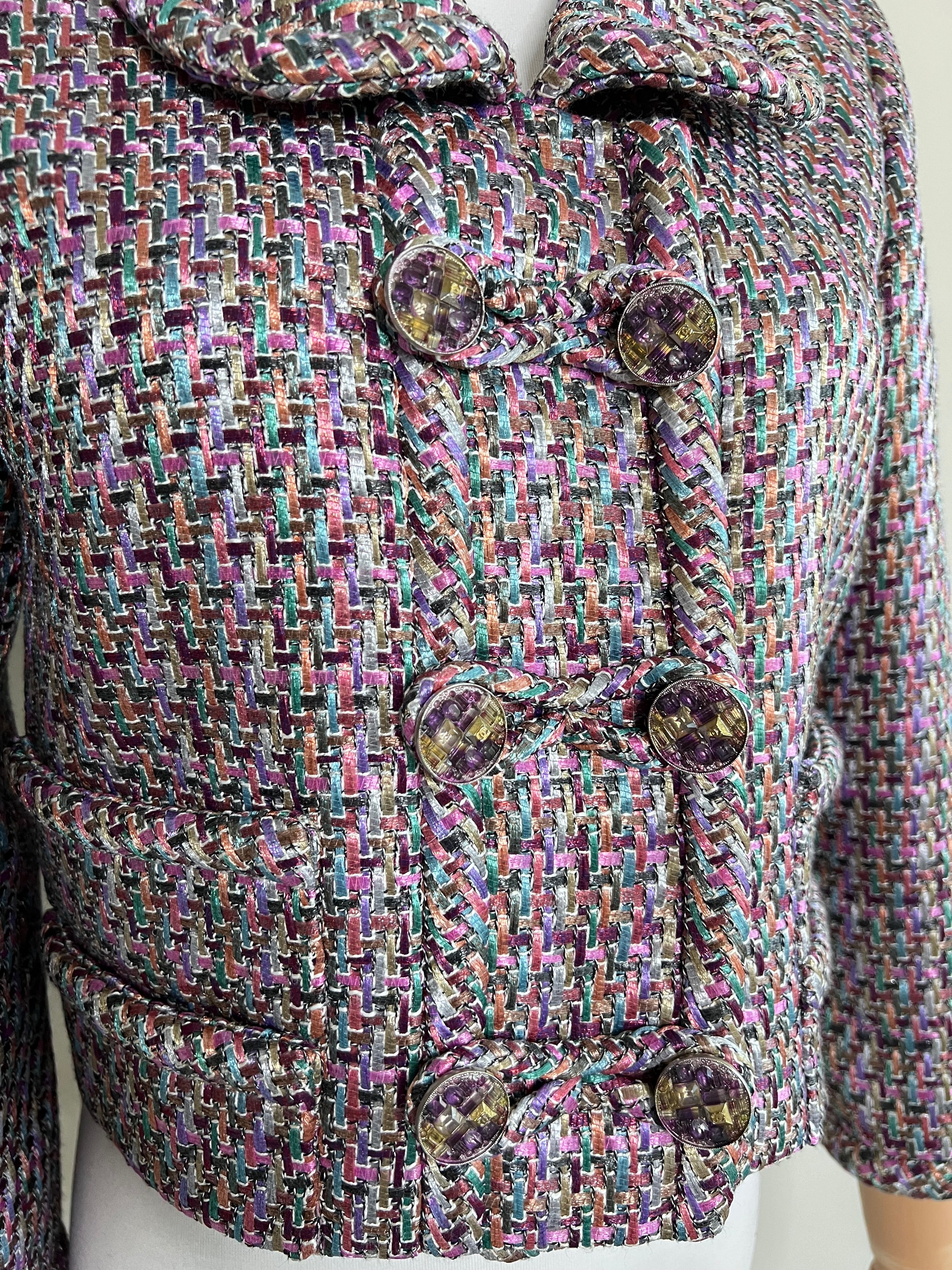 Multicolored fantasy tweed double breasted blazer jacket - CHANEL