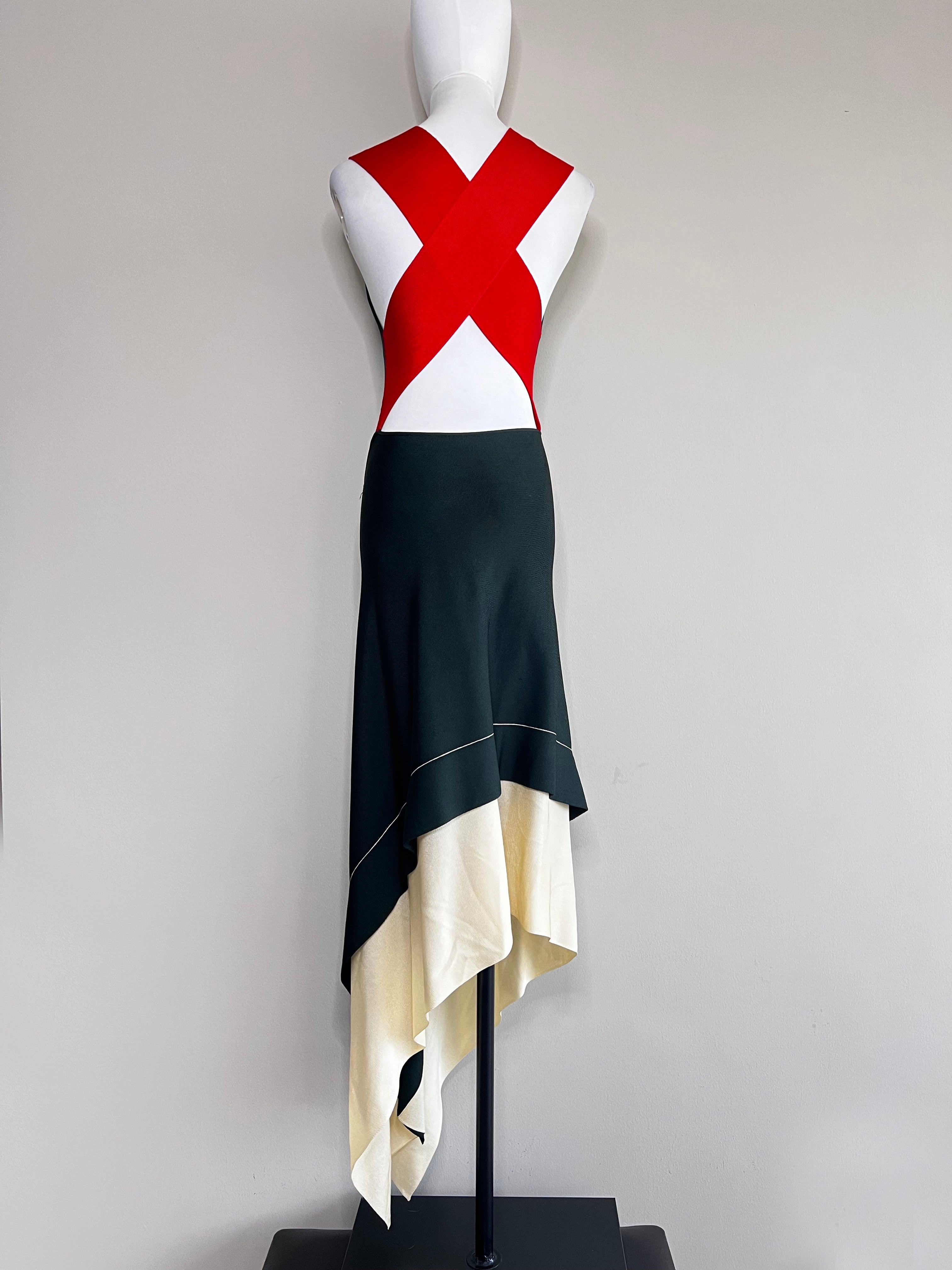 Emerald Green Cross-back Knitted Dress - VICTORIA BECKHAM