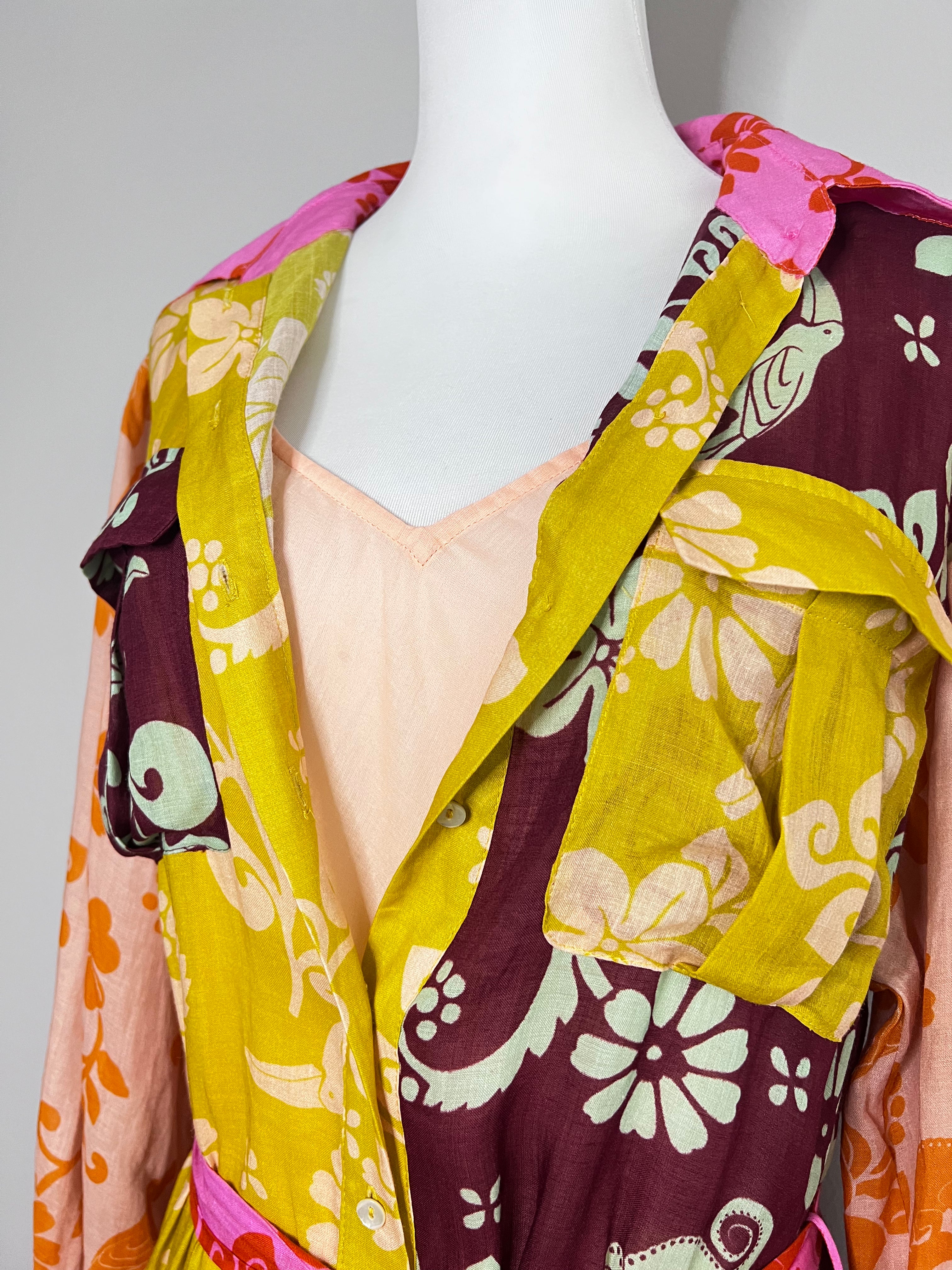 Multicolor boxy button-up maxi dress - ALÉMAIS