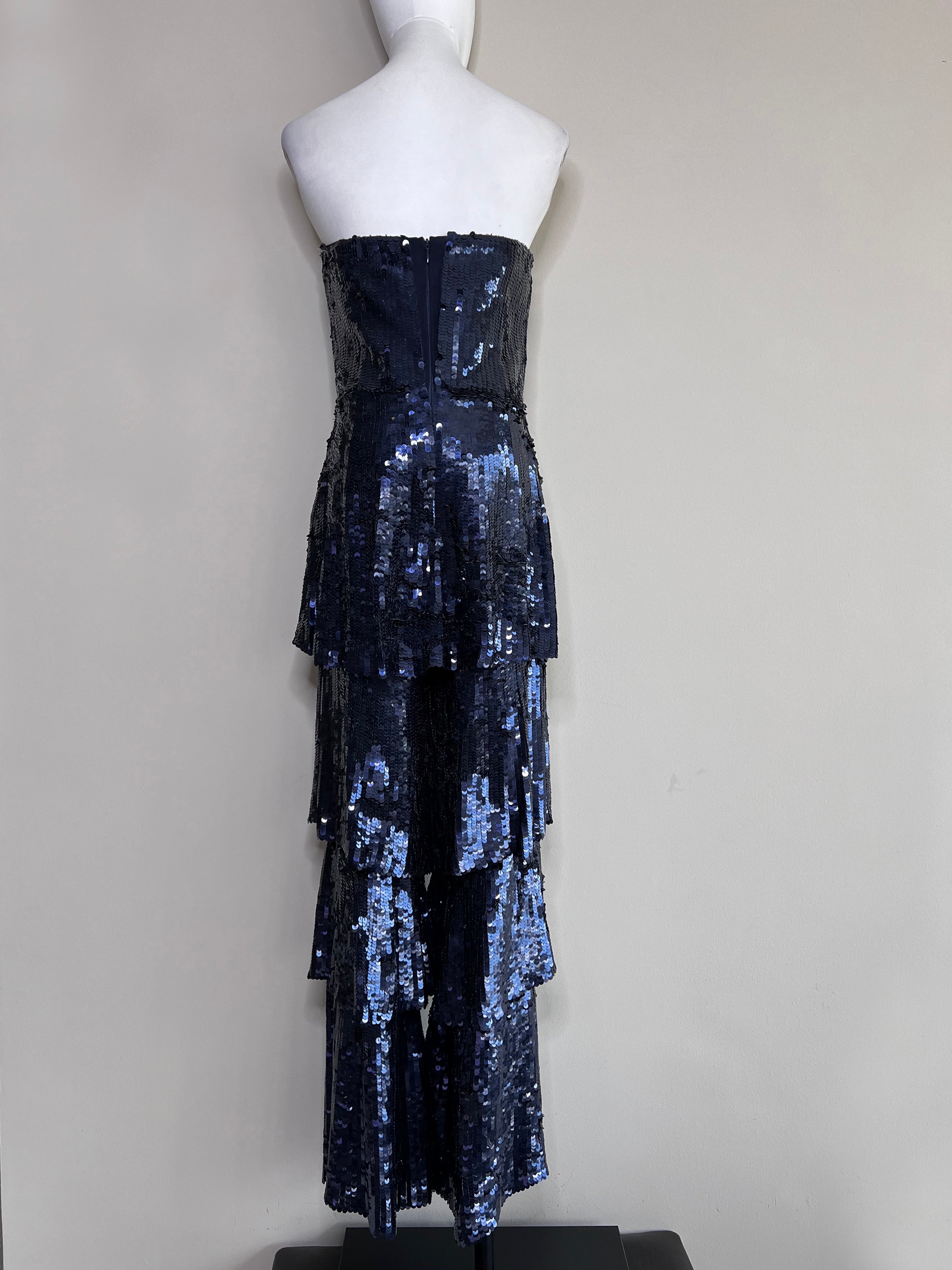Royal blue sequenced tube jumpsuit - OSMAN