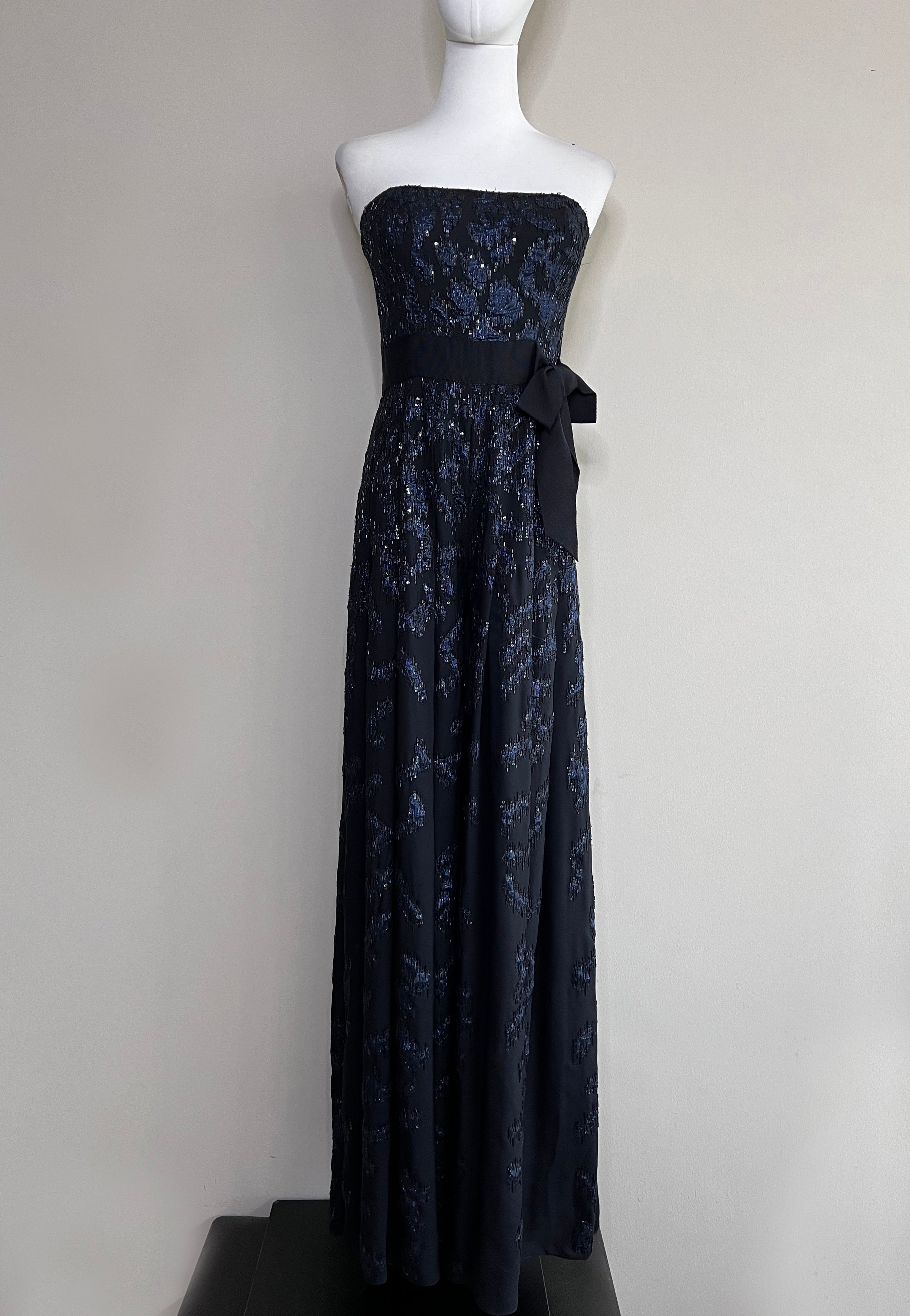 Royal blue sequenced long prom dress - OSCAR DELA RENTA